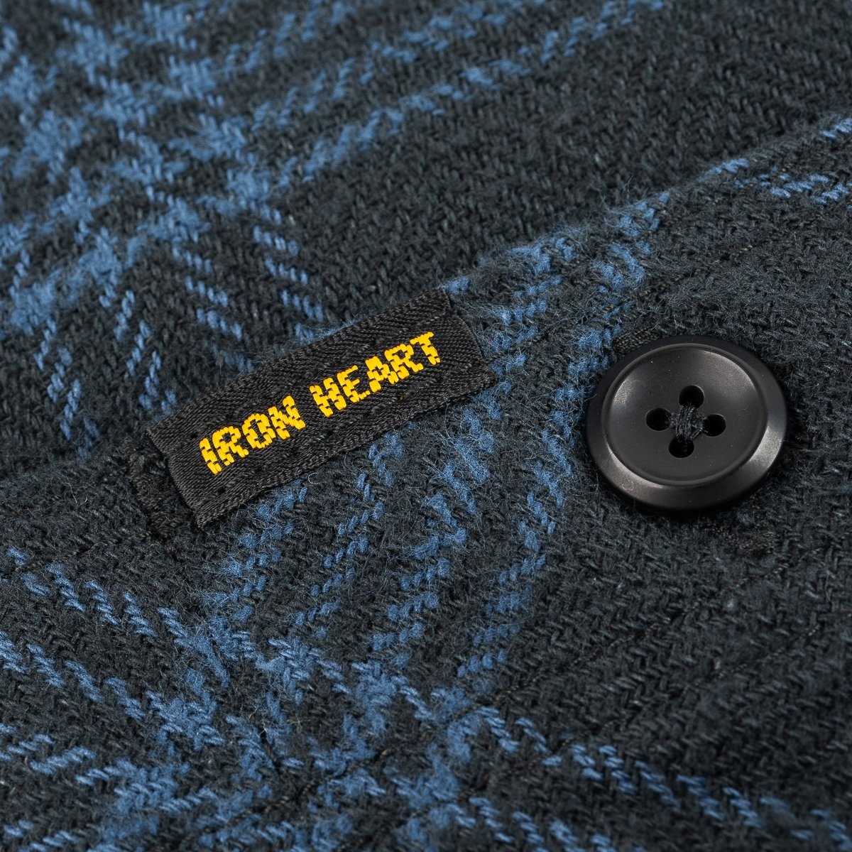 IHSH-408-BLK 12oz Slubby Heavy Flannel Check Work Shirt - Black - 13