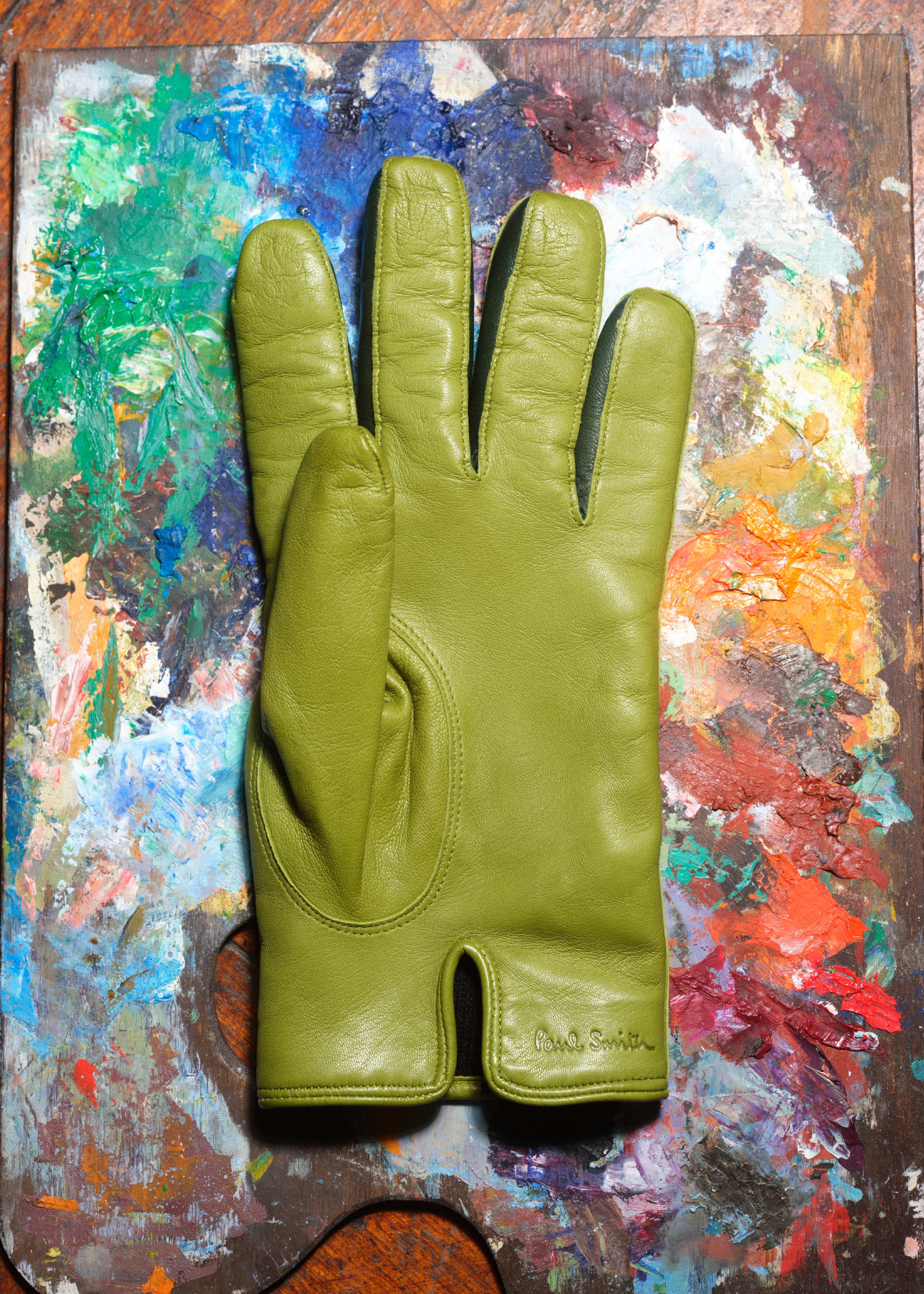 Lime Green Leather Gloves - 4
