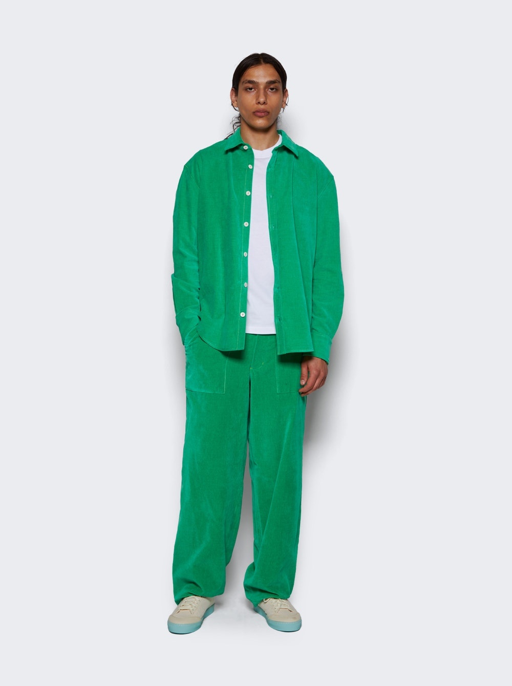 Cotton Velvet Work Pant Jade Green - 2