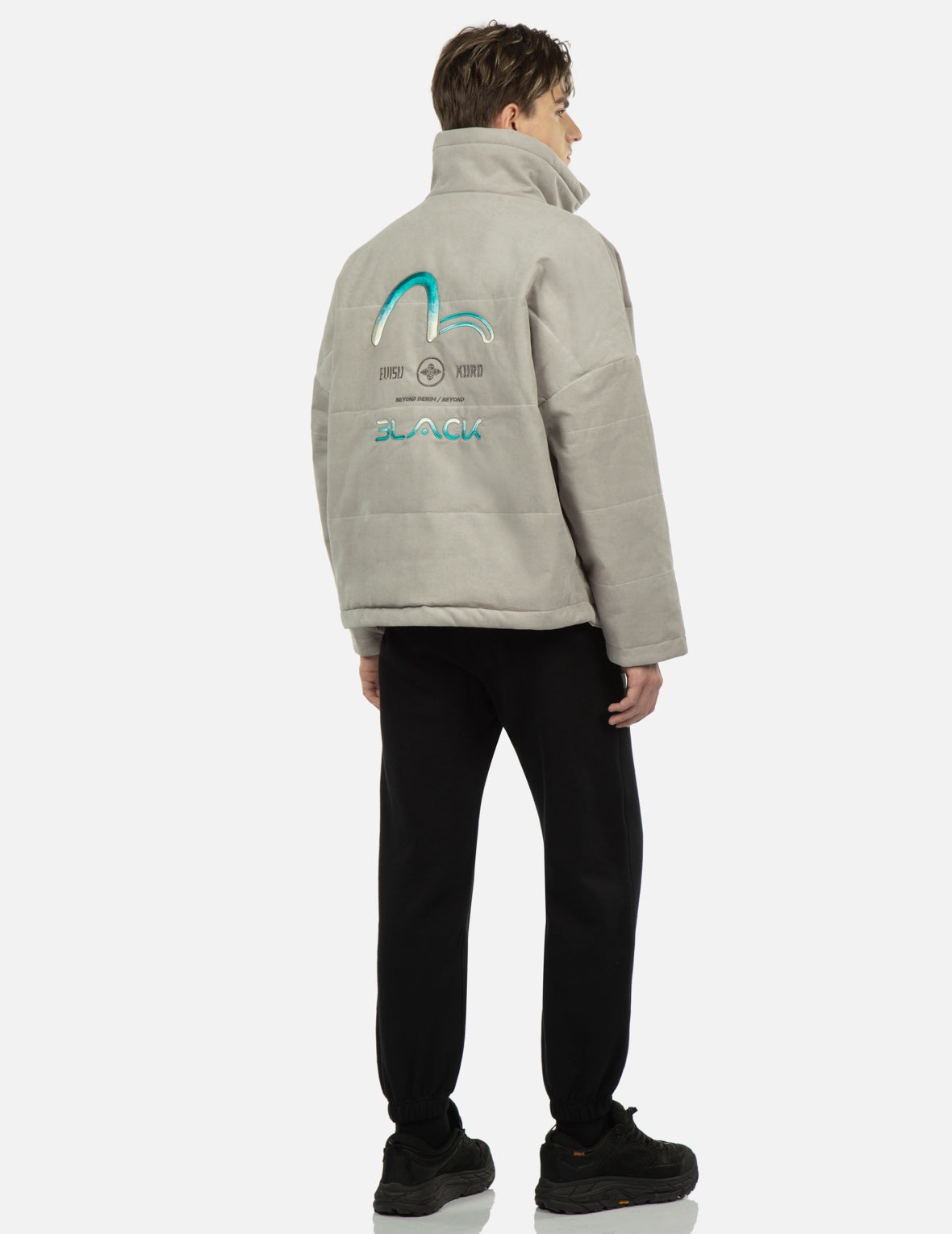 Gredient Seagull Embroidery Padded Jacket - 3