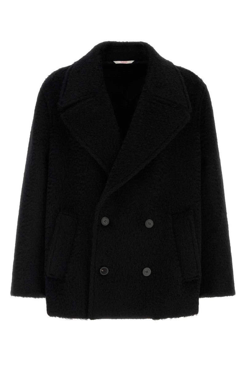 Valentino Garavani Men Black Mohair And Wool Coat - 1