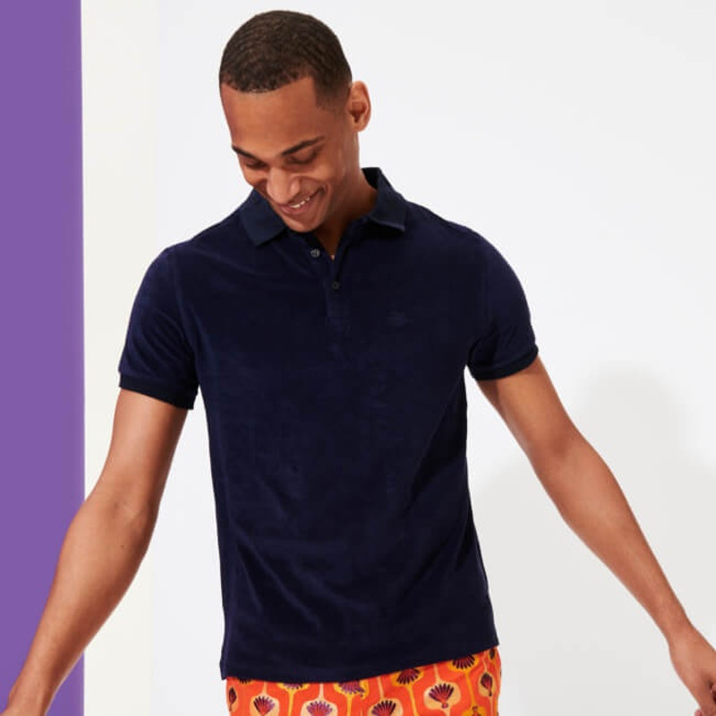 Men Terry Polo Shirt Solid 3