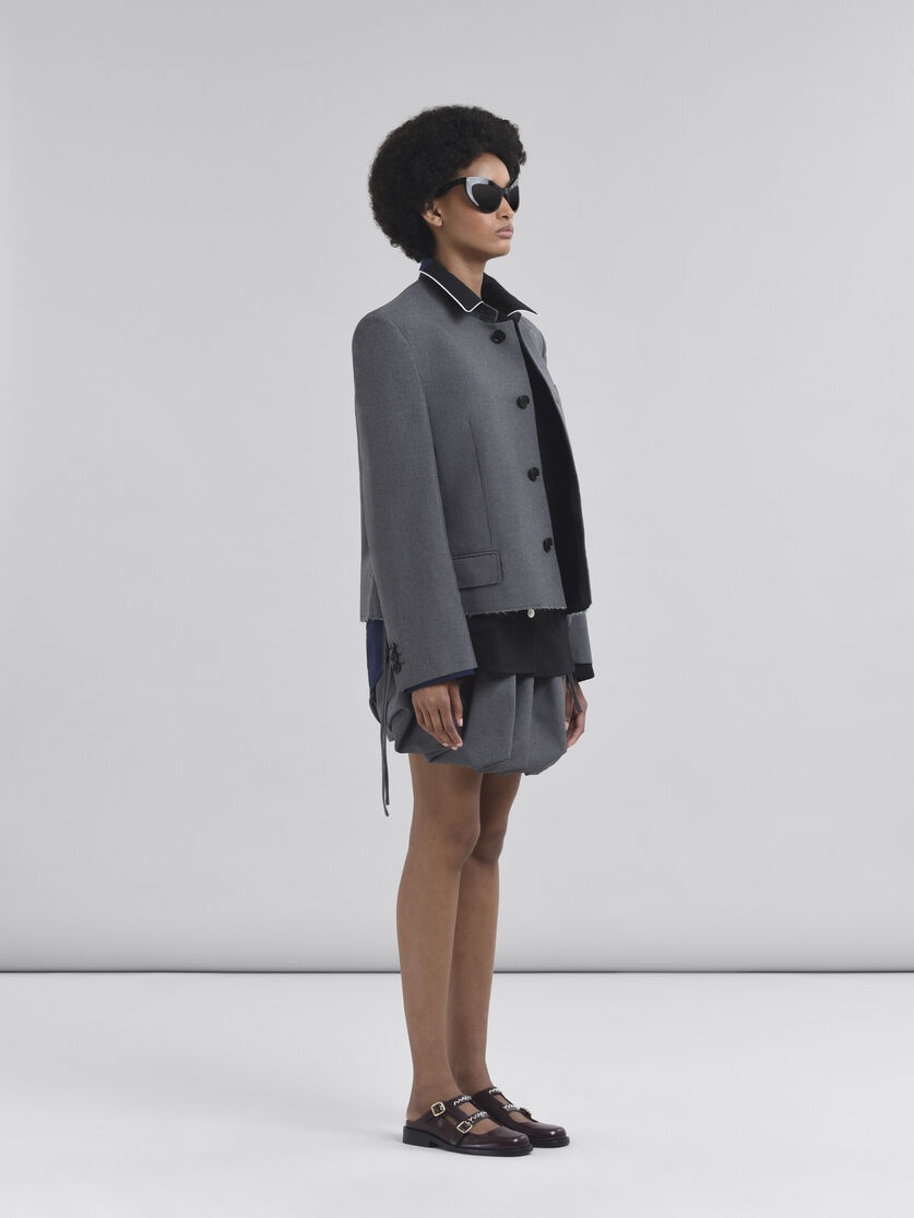 BLACK WOOL PYJAMA SHIRT WITH CONTRASTING BACK - 5