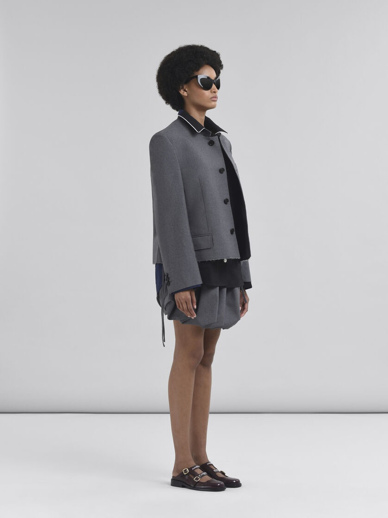 BLACK WOOL PYJAMA SHIRT WITH CONTRASTING BACK 5