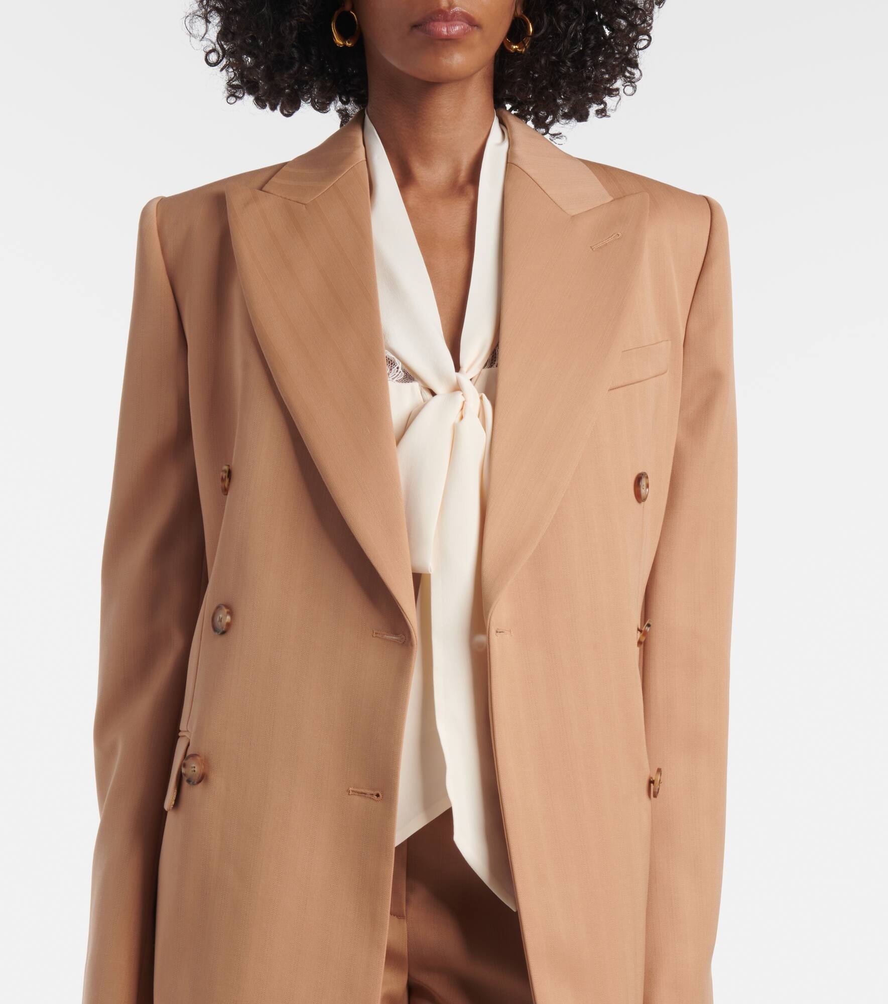 Striped double-breasted wool blazer - 6