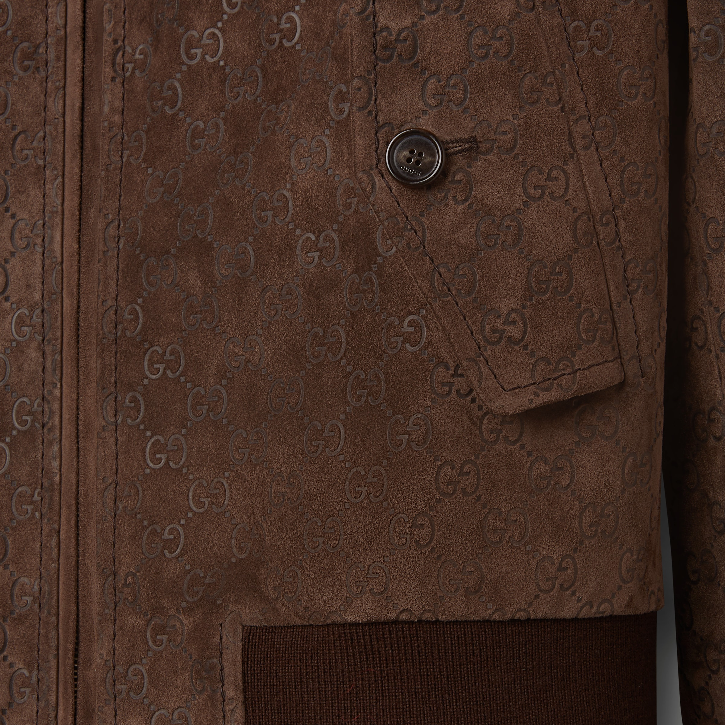 Embossed GG suede bomber jacket - 6