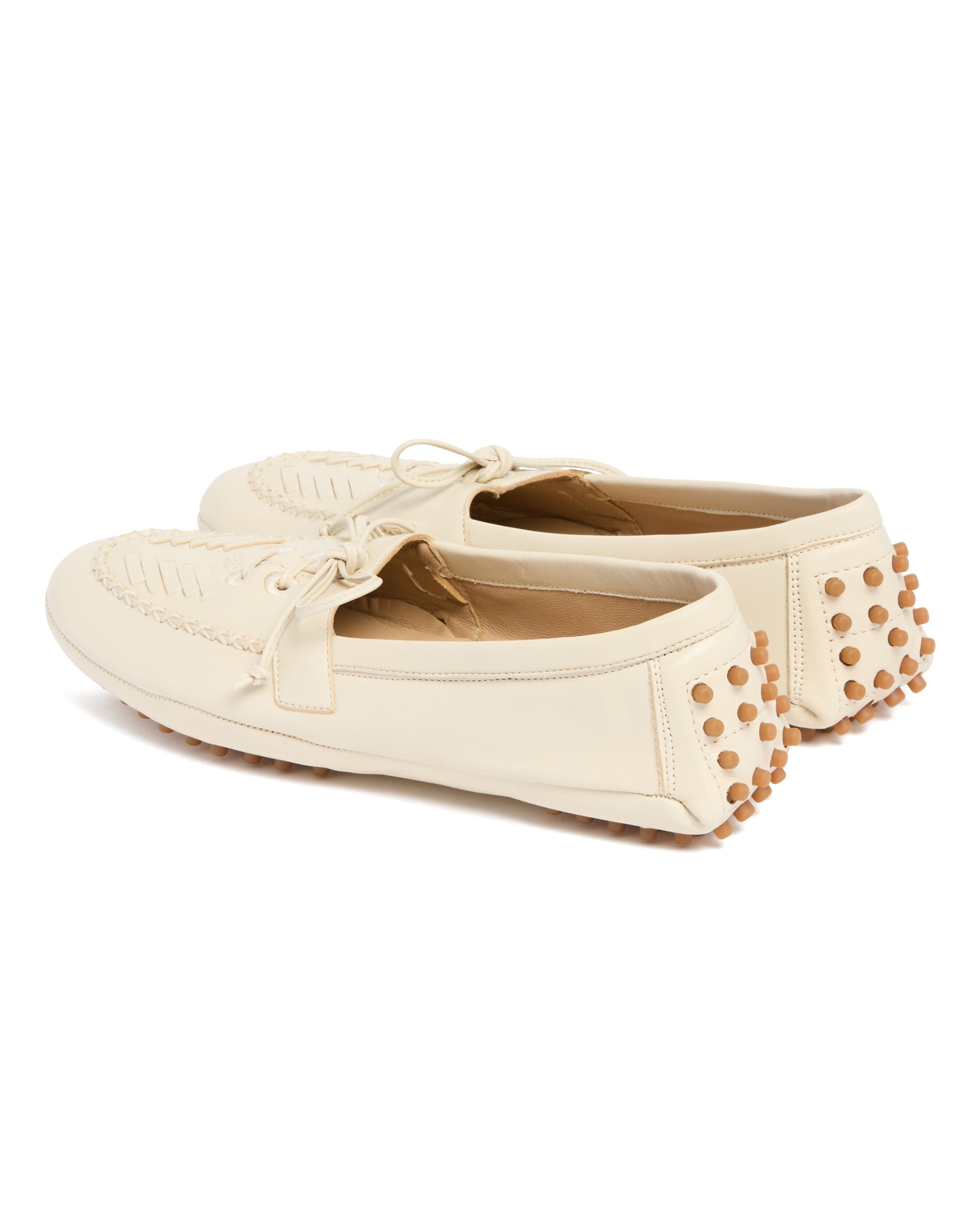 White Leather Loafers - 5