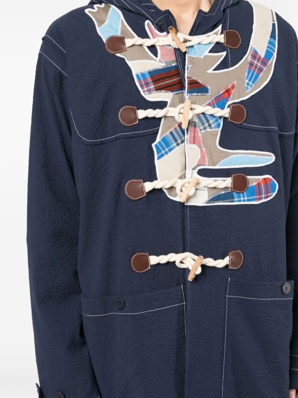 hooded patchwork duffle coat - 5