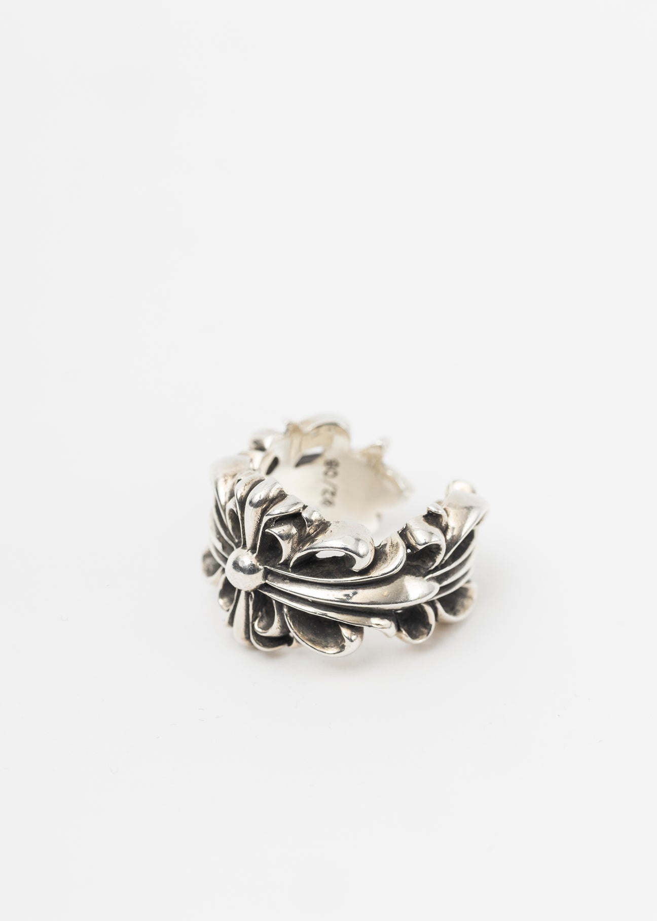 Silver Floral Cross Ring - 2