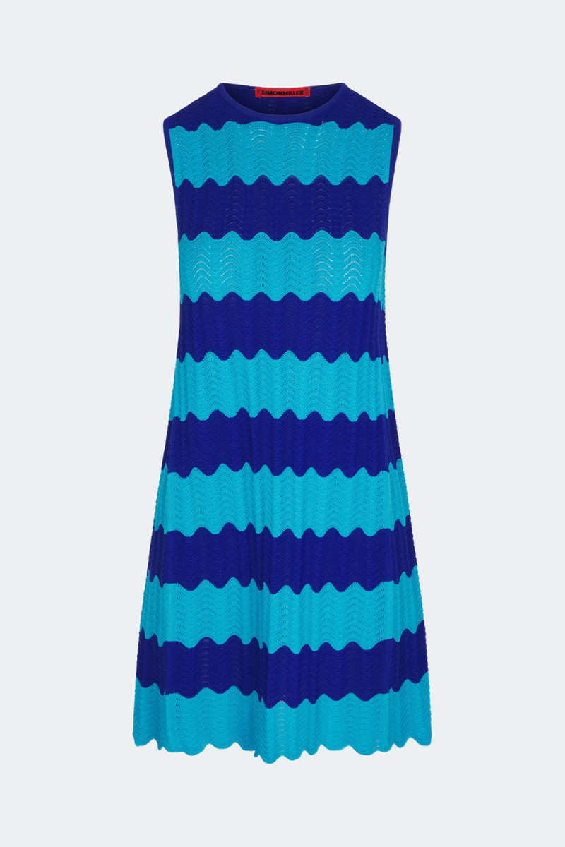 Moji Knit Mini Dress in Blue Tontal Wave Stripe 3