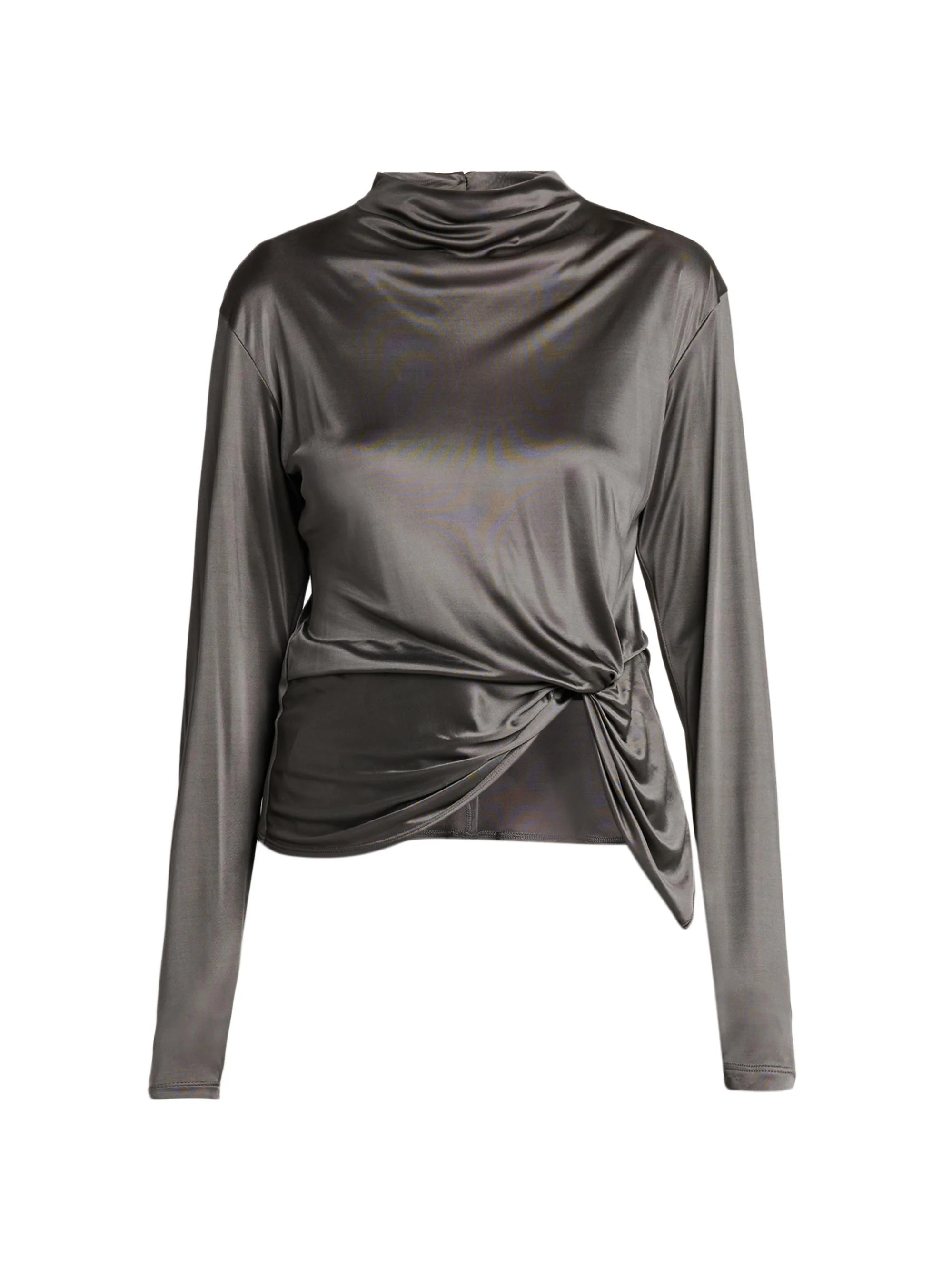 Women's Gathered Mock Turtleneck Top - Lava Smoke - 1