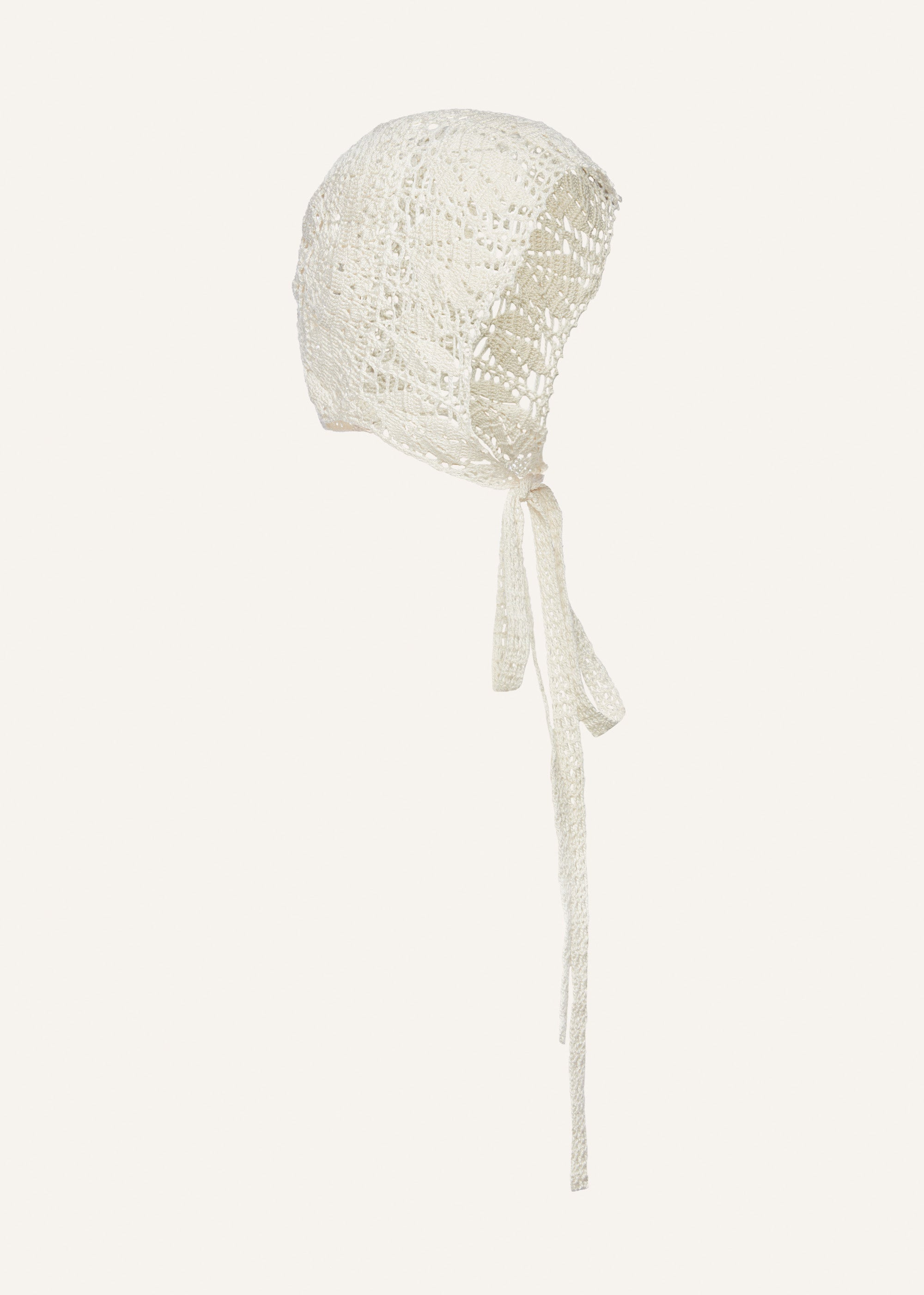 Crochet bonnet in cream - 2