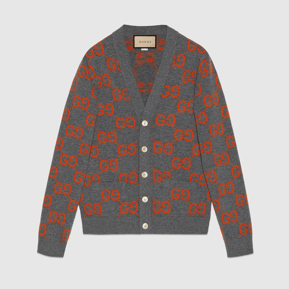 GG jacquard reversible wool cardigan