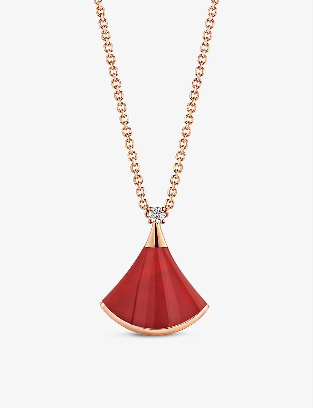 Divas Dream 18ct rose-gold, carnelian and 0.03ct round-cut diamond pendant necklace - 1