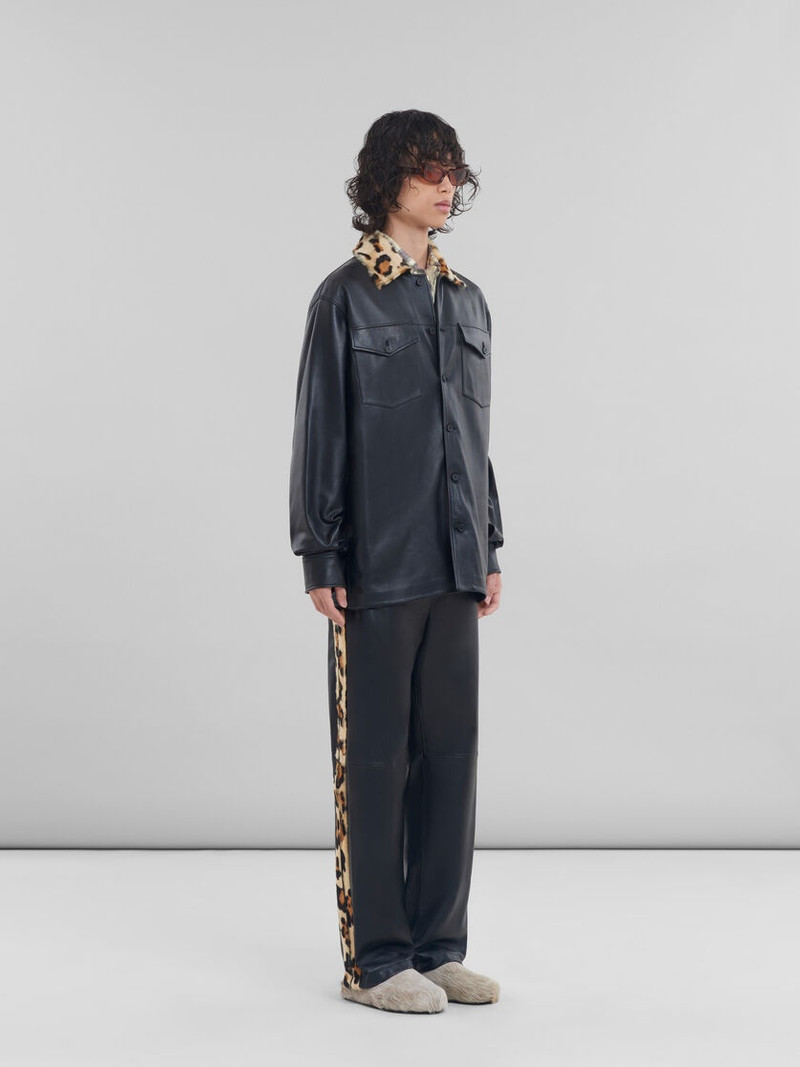 NAPPA LEATHER SHIRT WITH ANIMALIER SHEARLING COLLAR 6