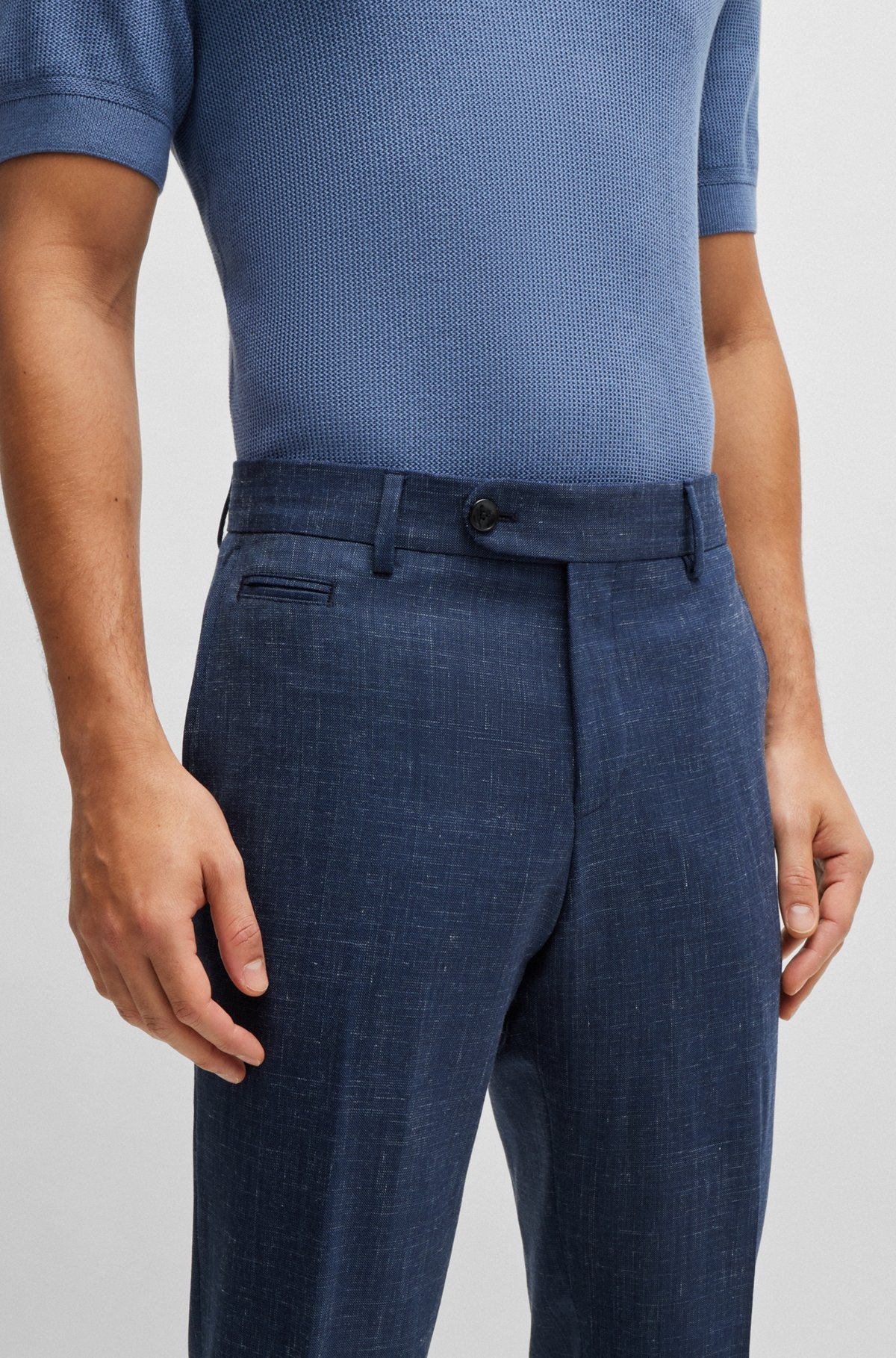 SLIM-FIT TROUSERS IN WOOL AND LINEN - 5