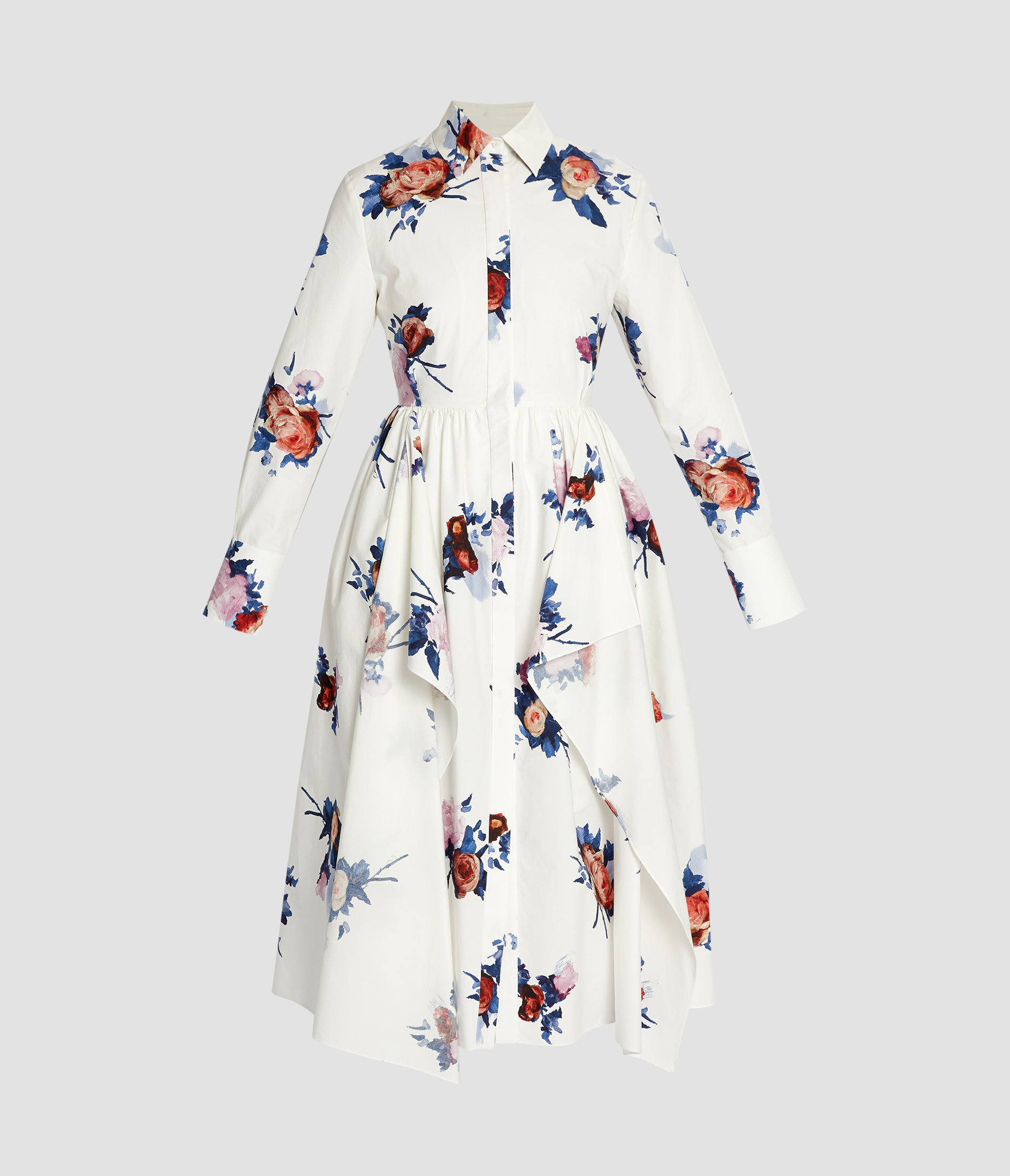 LONG SLEEVE MIDI SHIRT DRESS - 2
