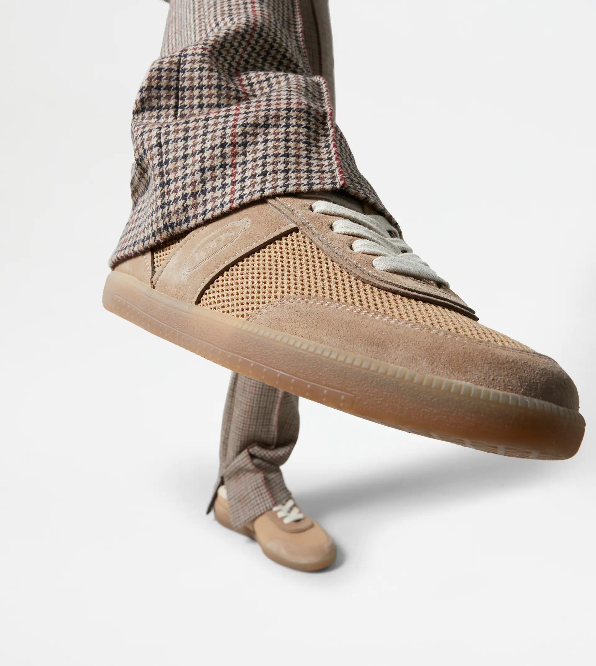 TOD'S TABS SNEAKERS IN SUEDE AND TECHNICAL FABRIC - BEIGE - 2