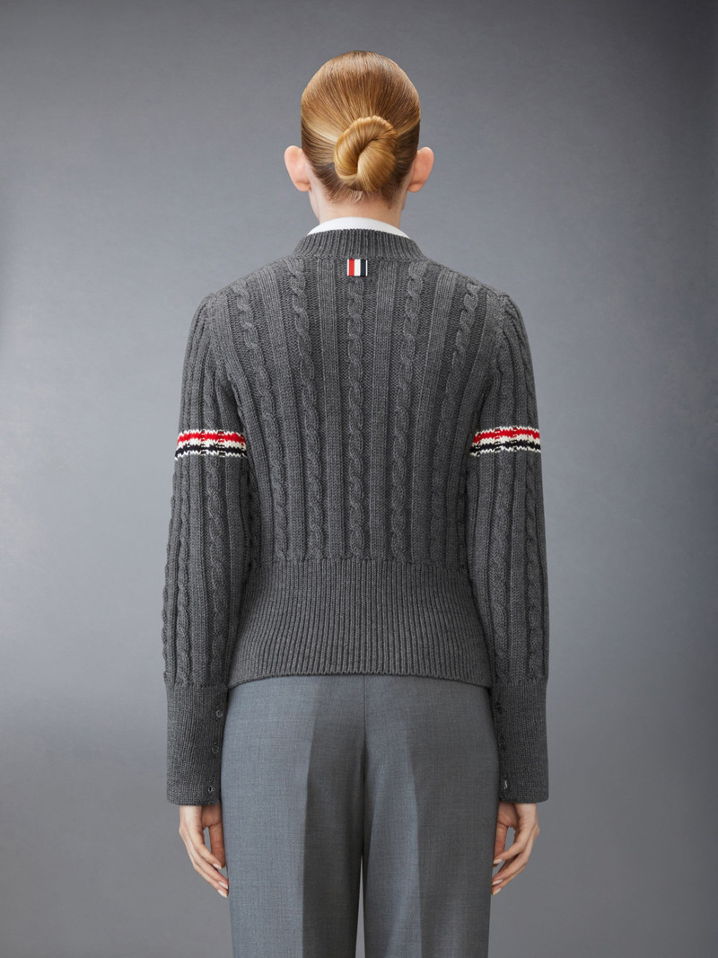 Thom Browne Classic Wool V Neck Cable Pullover outlook