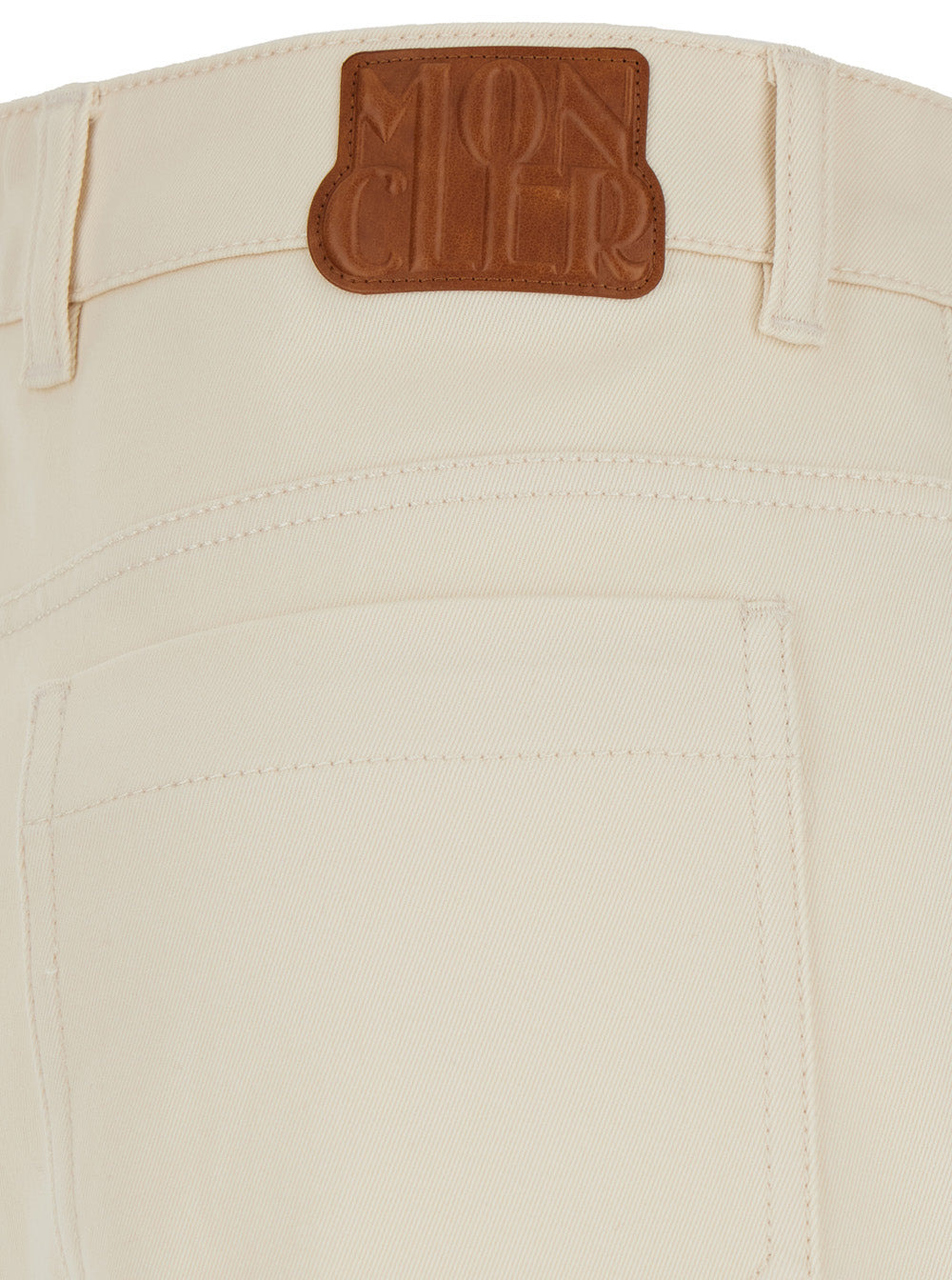 Moncler Women Beige Five Pocket Jeans With Logo Patch On The Back In Cotton Woman - 3