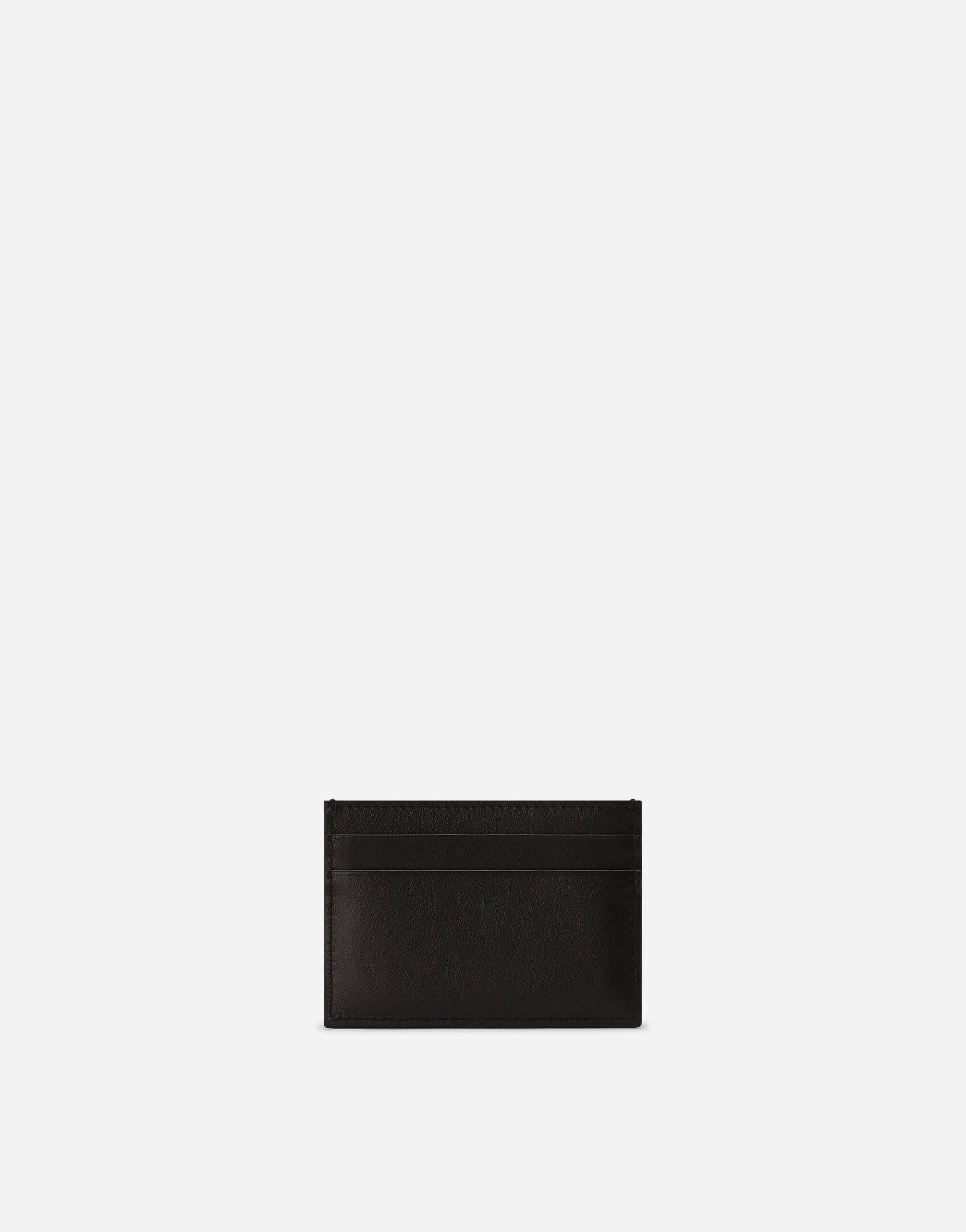 Calfskin card holder with raised logo - 3