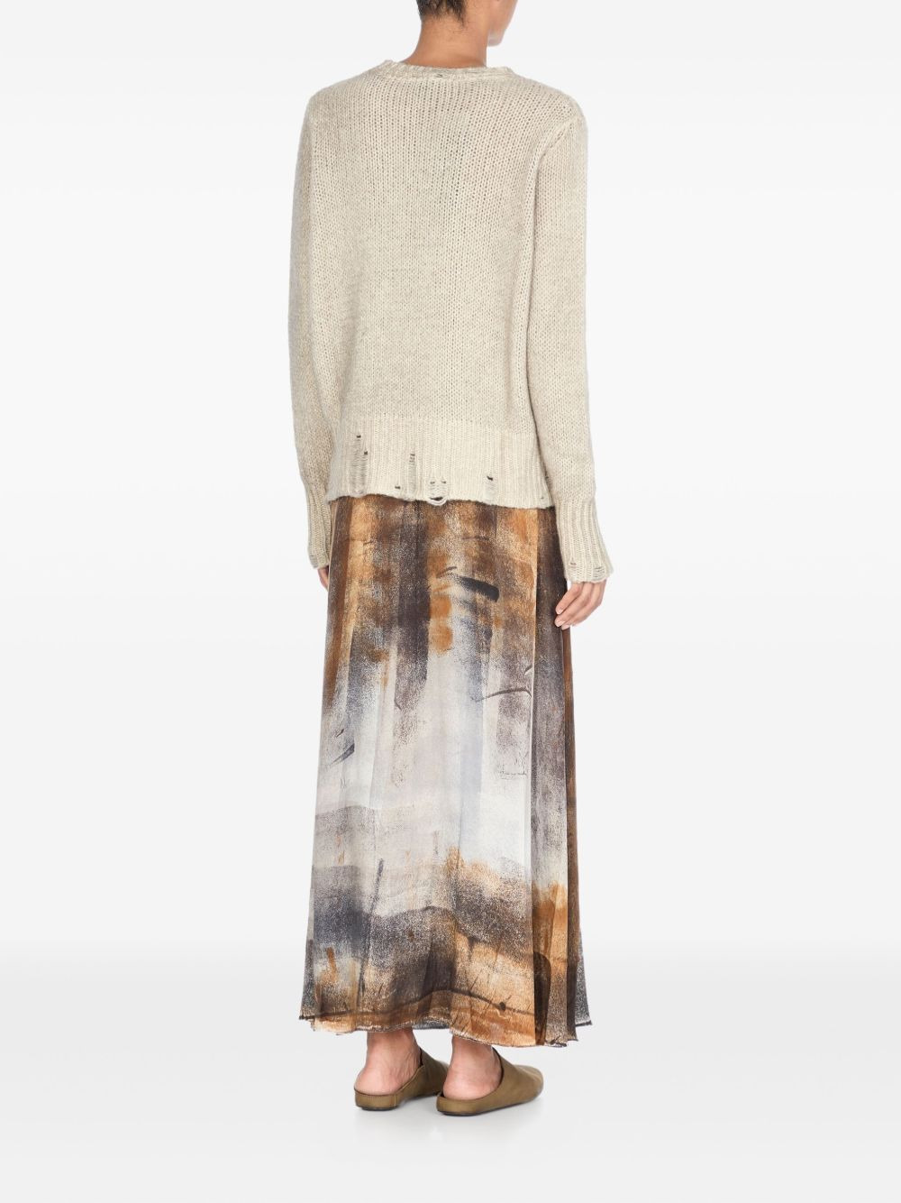 frayed crew-neck sweater - 4