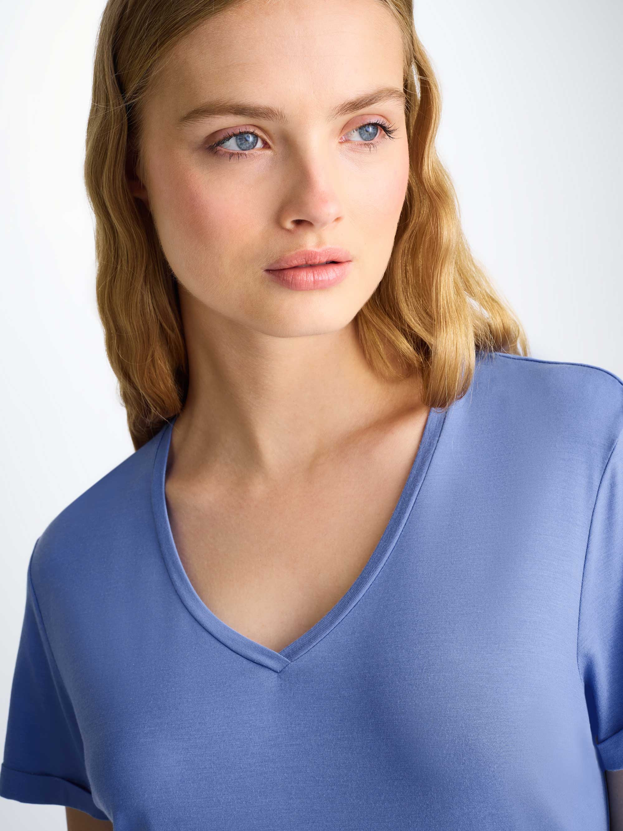 Women's V-Neck Sleep T-Shirt Lara Micro Modal Stretch Periwinkle - 5