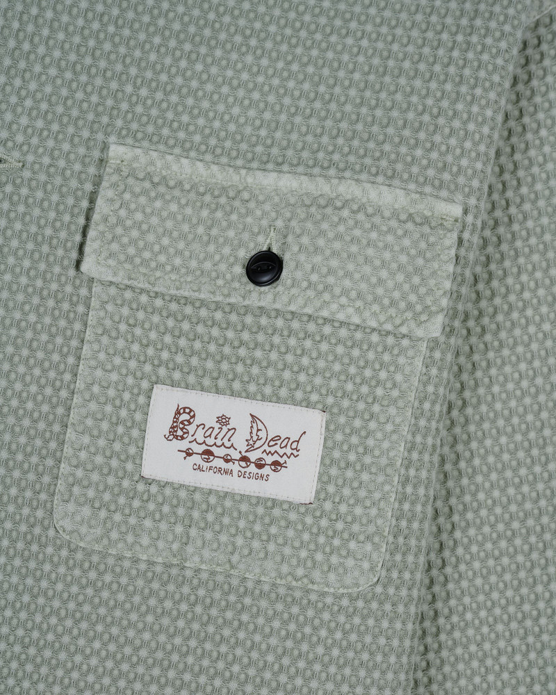 BRAIN DEAD Waffle Button Front Shirt - Silver Pine outlook