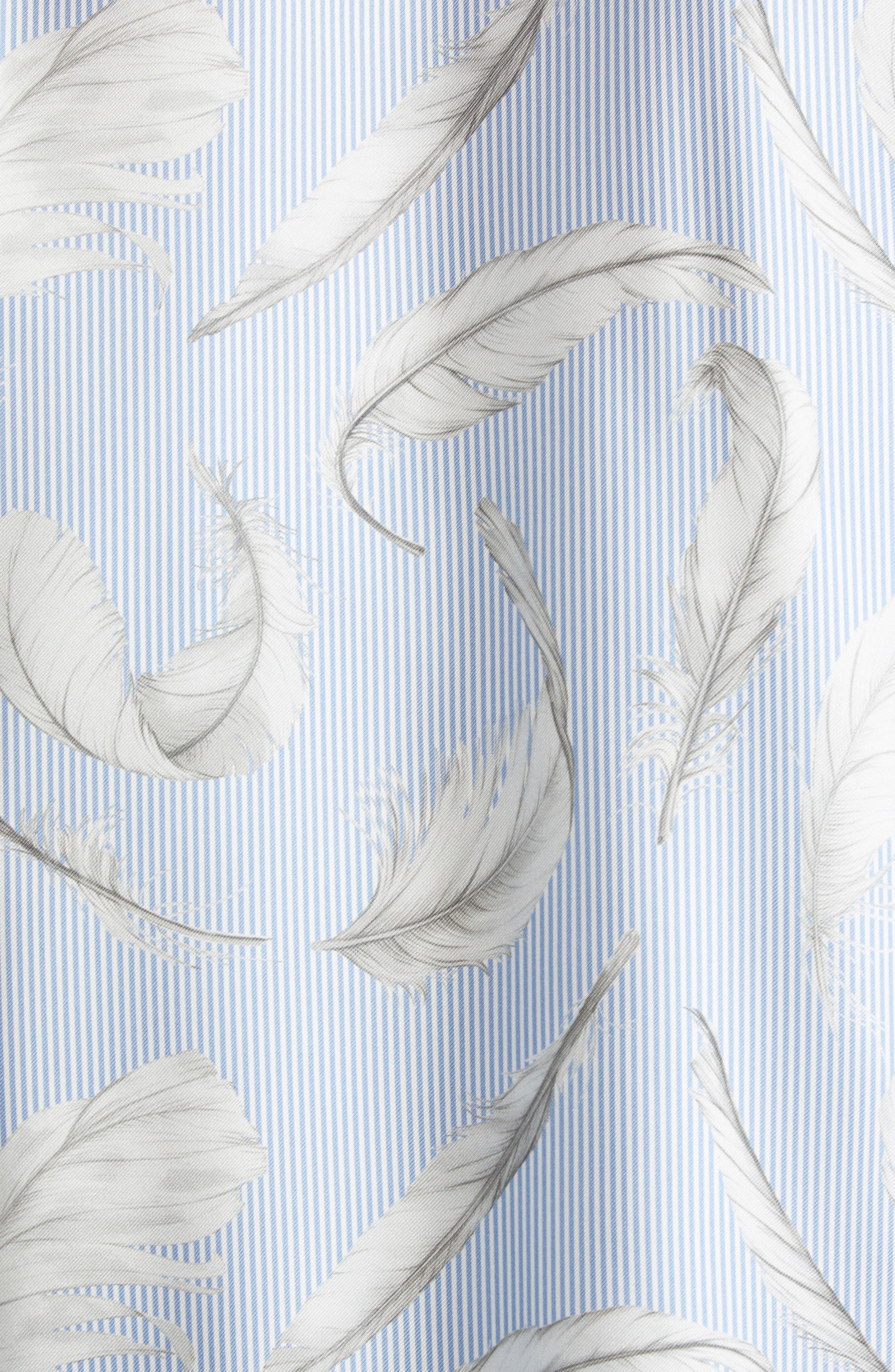 Thom Browne Feather Print Stripe Silk Button-Up Shirt in Light Blue at Nordstrom - 7