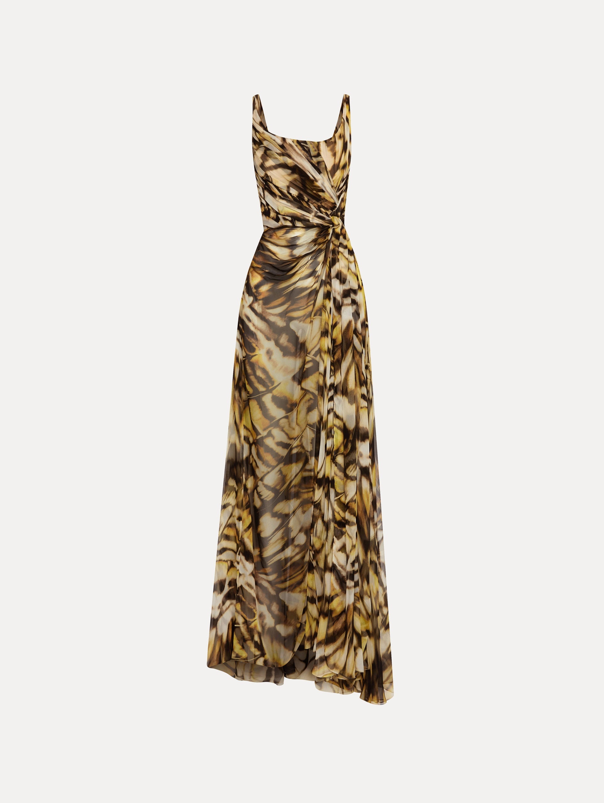 ABSTRACT BUTTERFLY SILK CHIFFON GOWN - 1