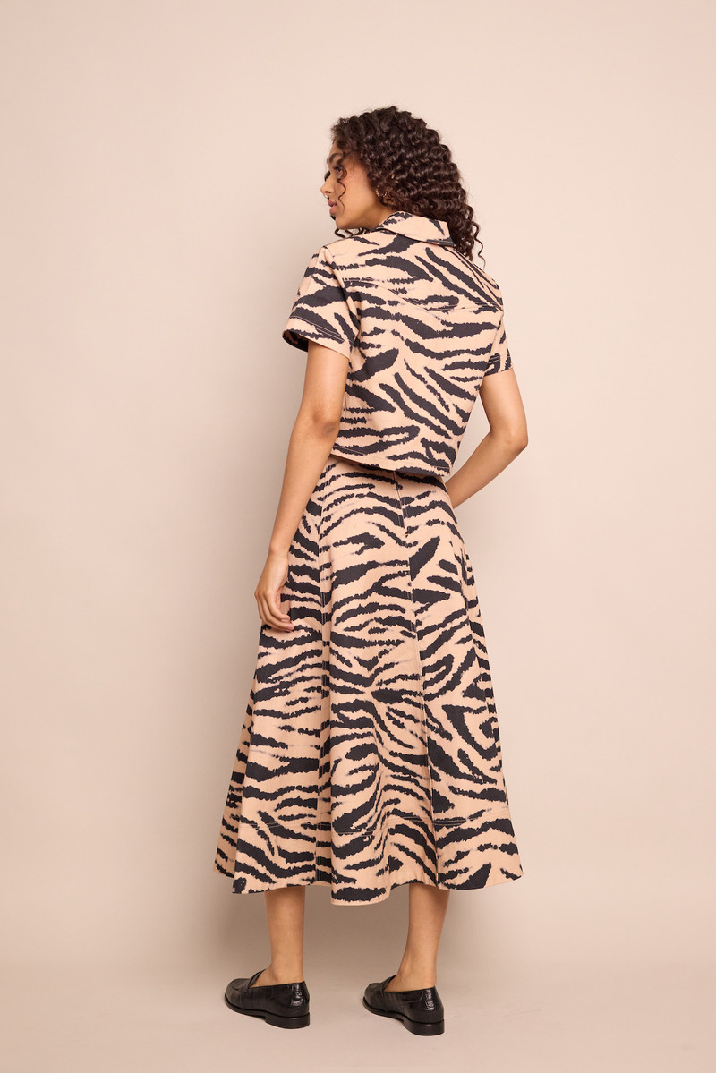 Aisha Skirt Midi-Length Printed Cotton Canvas Skirt 4