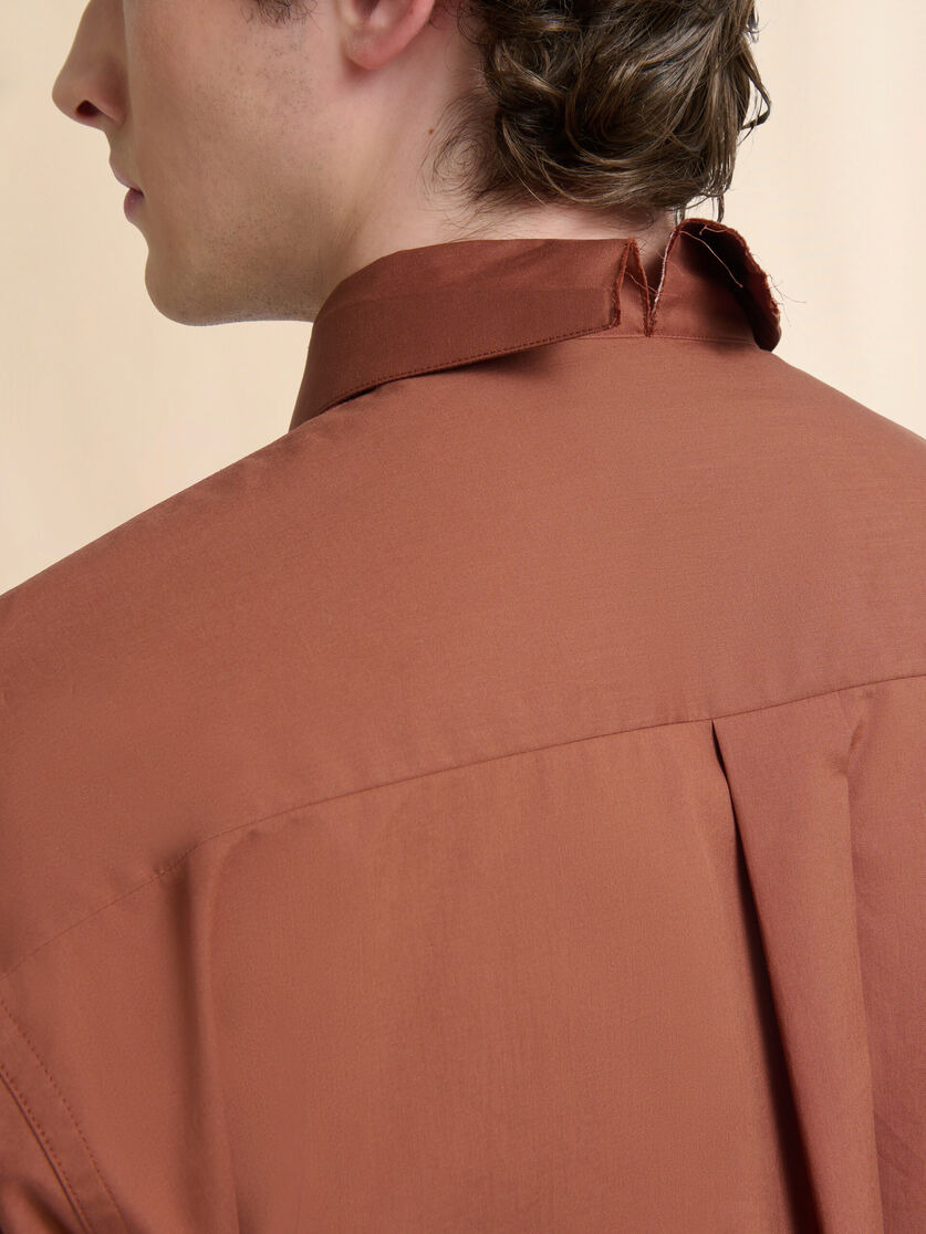 BROWN COTTON POPLIN SHIRT WITH MARNI MENDING LOGO - 5