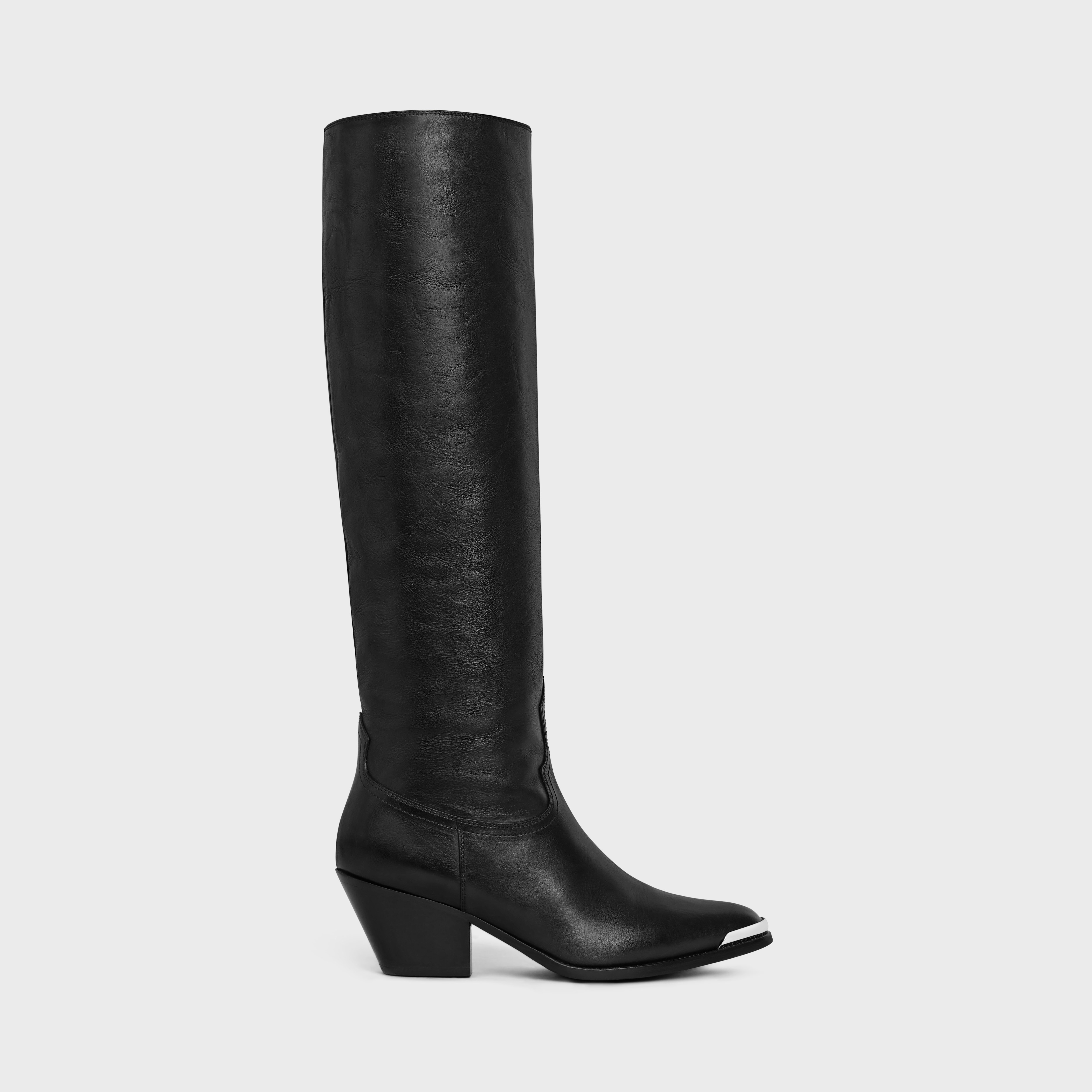 CELINE LOLA BOOTS HIGH WESTERN BOOTS WITH METAL TOE in CALFSKIN - 1