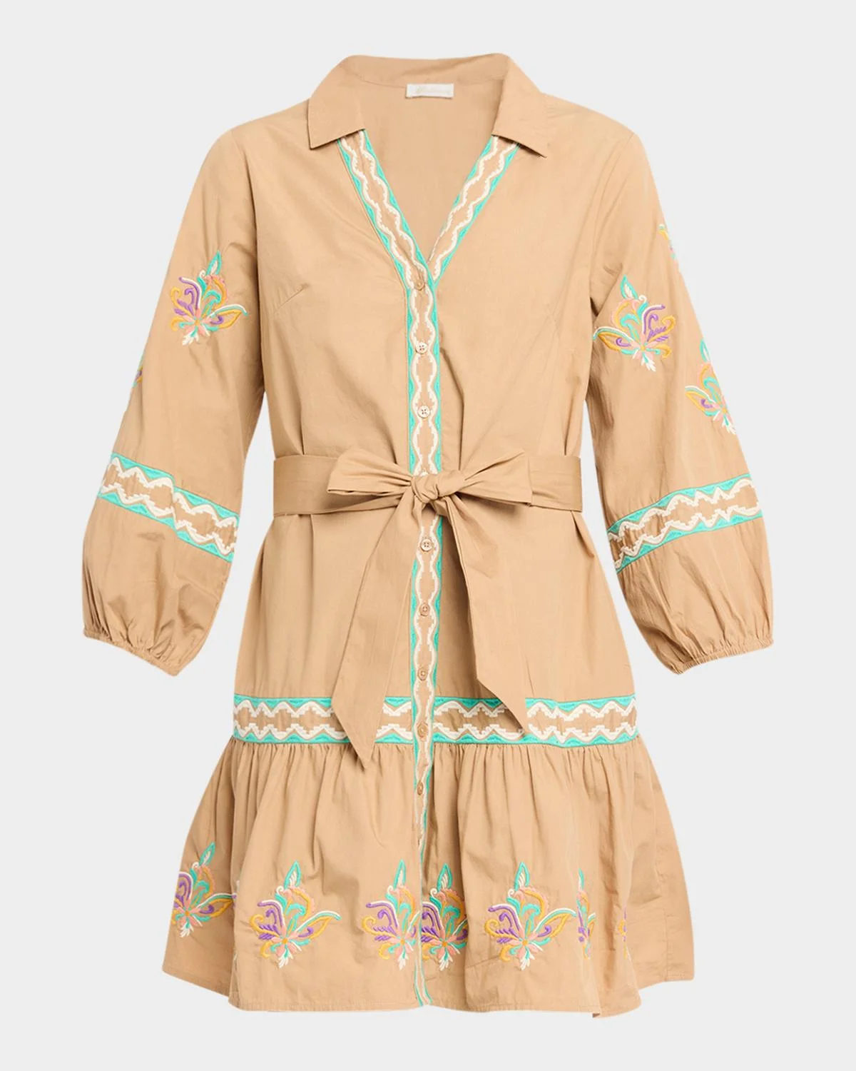 Ellery Embroidered Flounce Cotton Mini Dress - 1