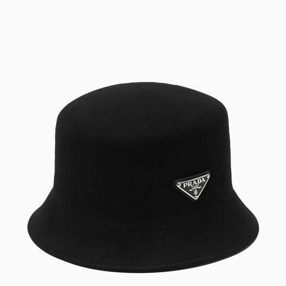 PRADA Black Bucket Wool Felt L-size Hat - 2