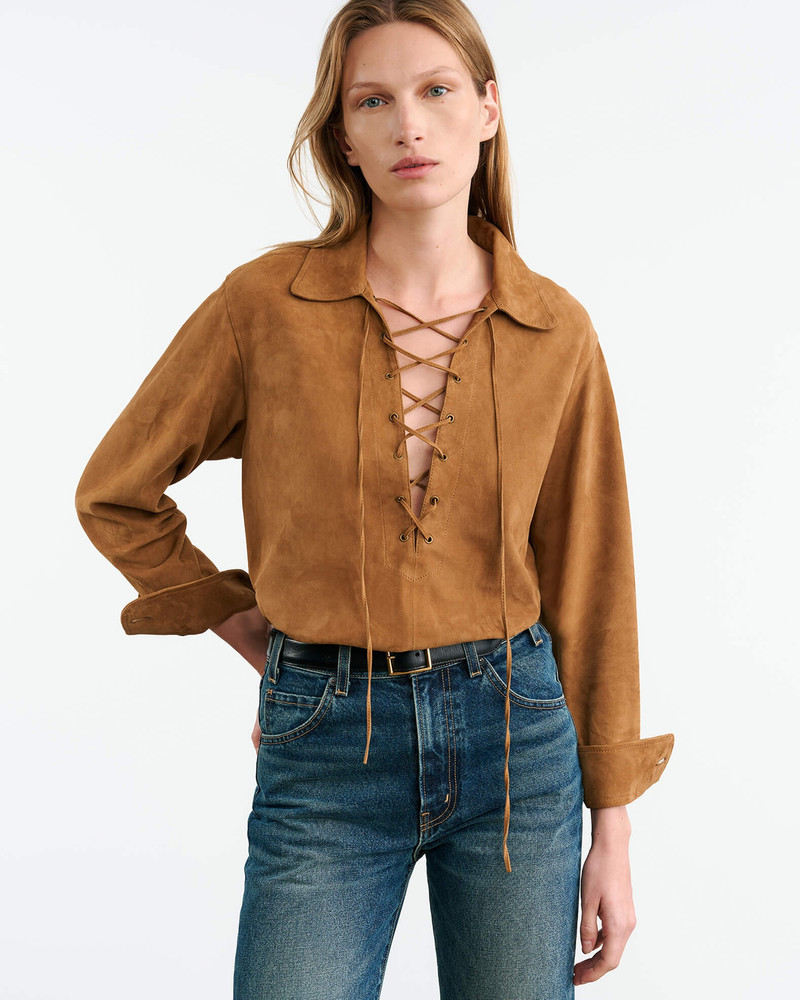 NILI LOTAN JIMI SUEDE SHIRT outlook