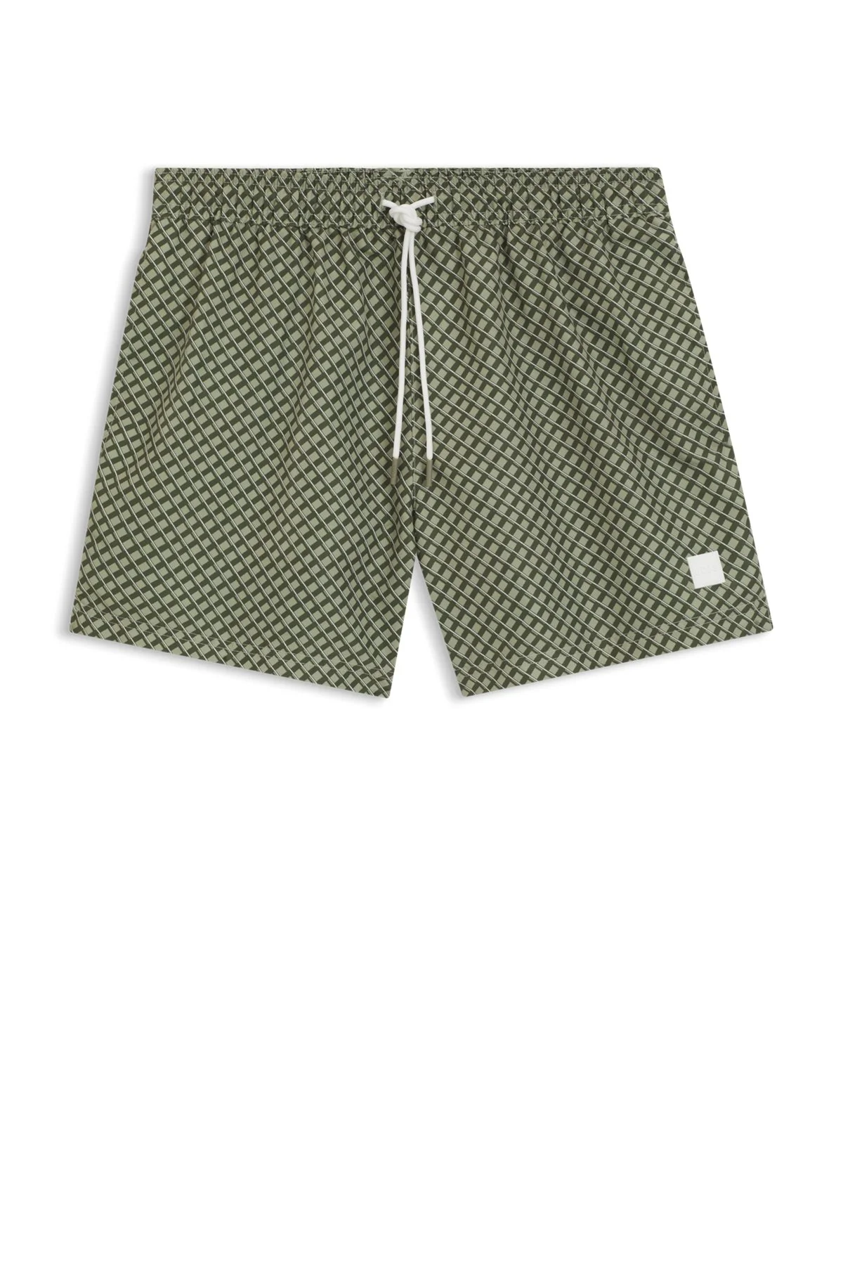 MICRO-PRINT SWIM TRUNKS WITH LOGO PATCH - 1