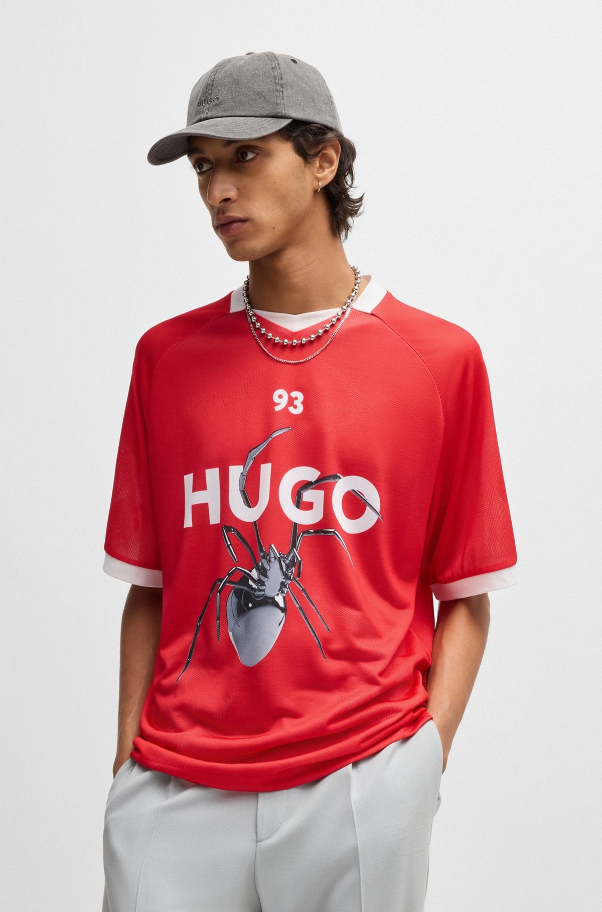 RELAXED-FIT FOOTBALL-STYLE MESH T-SHIRT WITH SEASONAL PRINT - 2