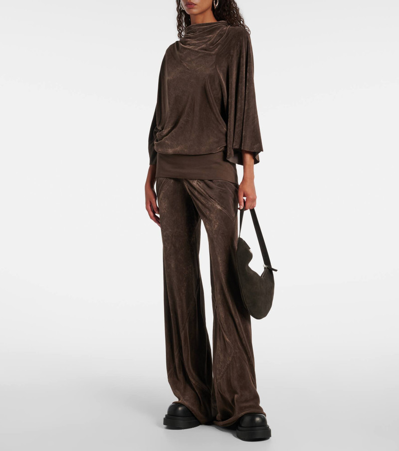 Rick Owens High-rise velour straight pants outlook
