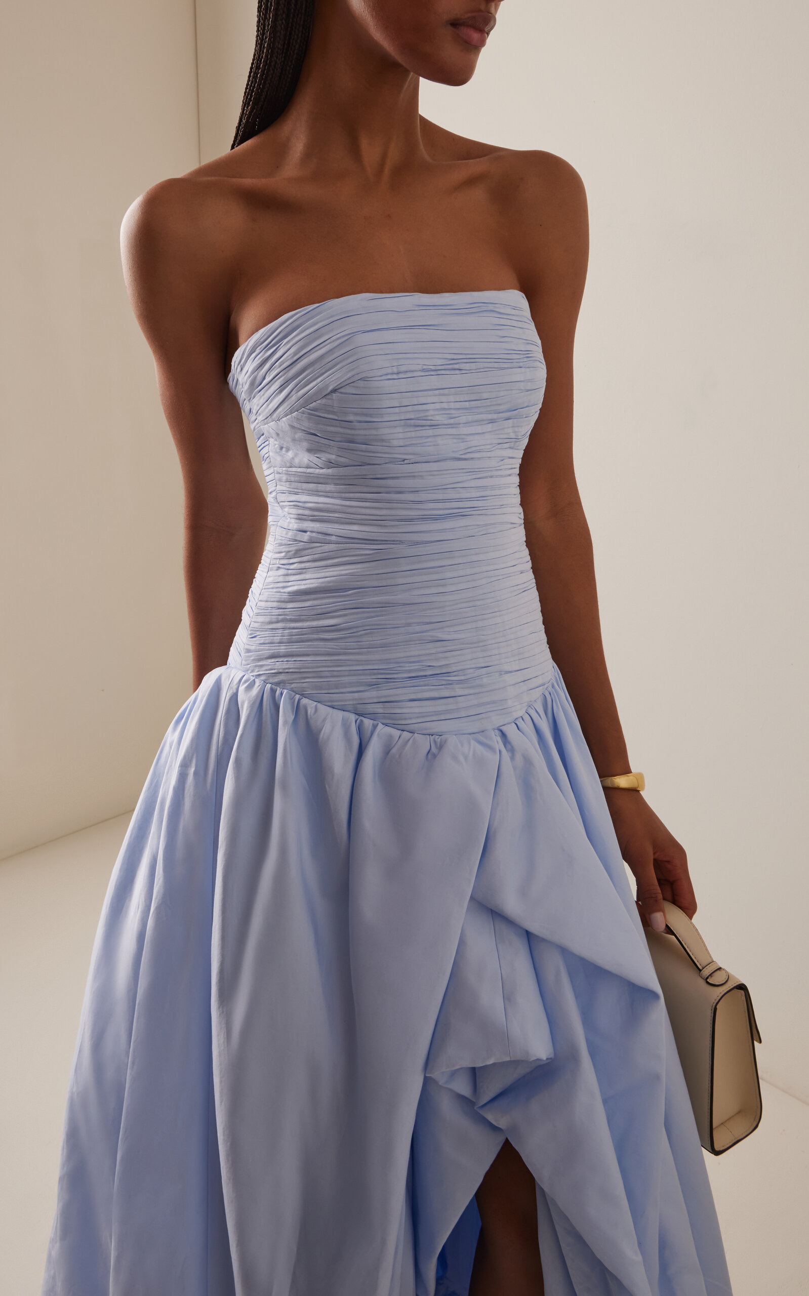 Violette Bubble-Hem Cotton Maxi Dress blue - 3