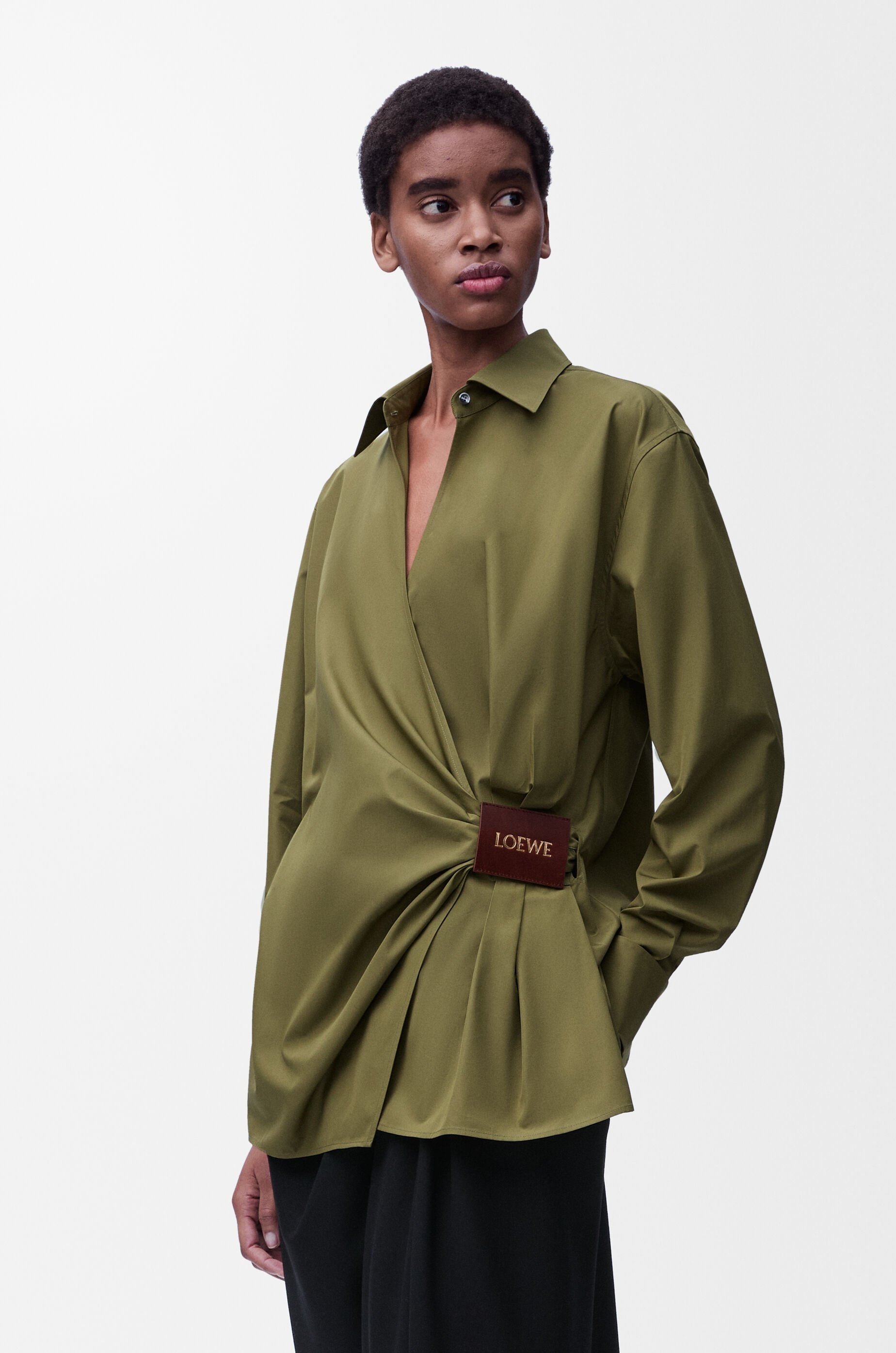 Draped shirt in cotton - 3