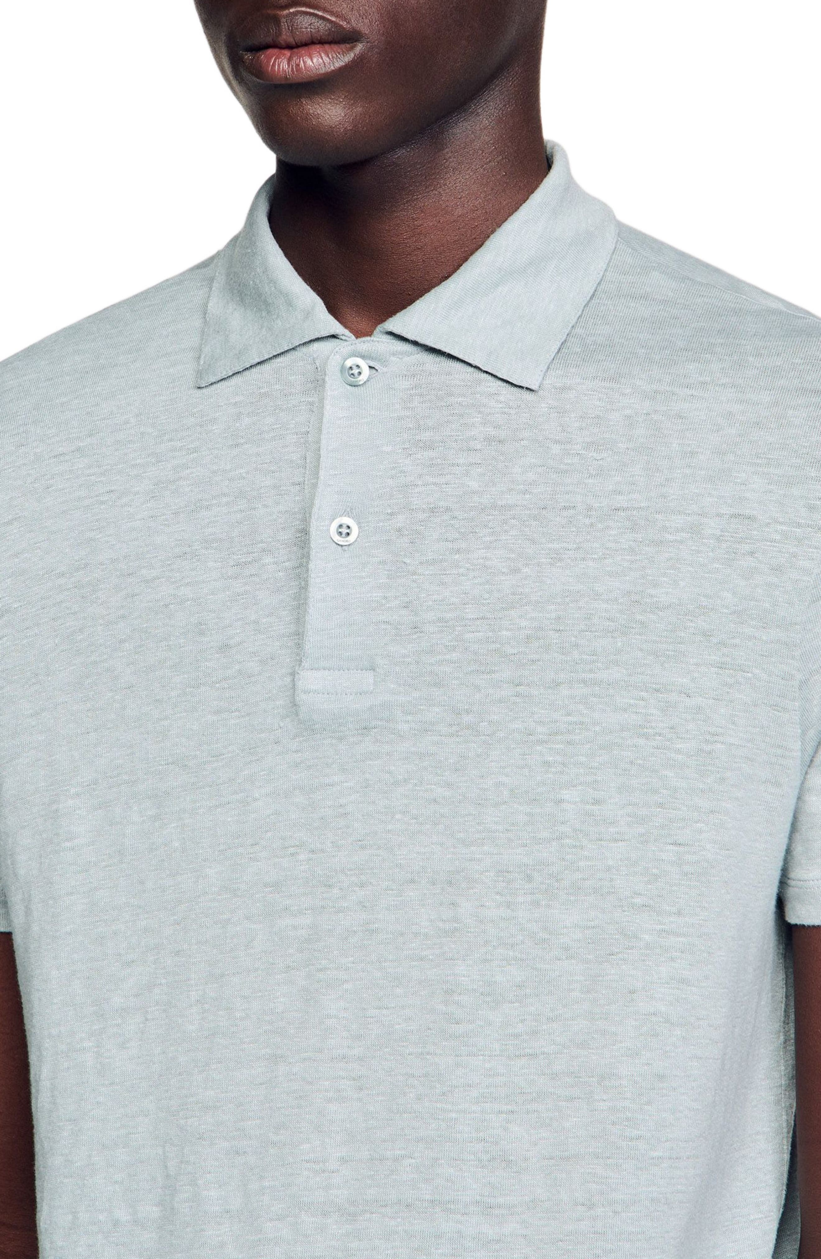 SANDRO Linen polo shirt in Chambray at Nordstrom - 5