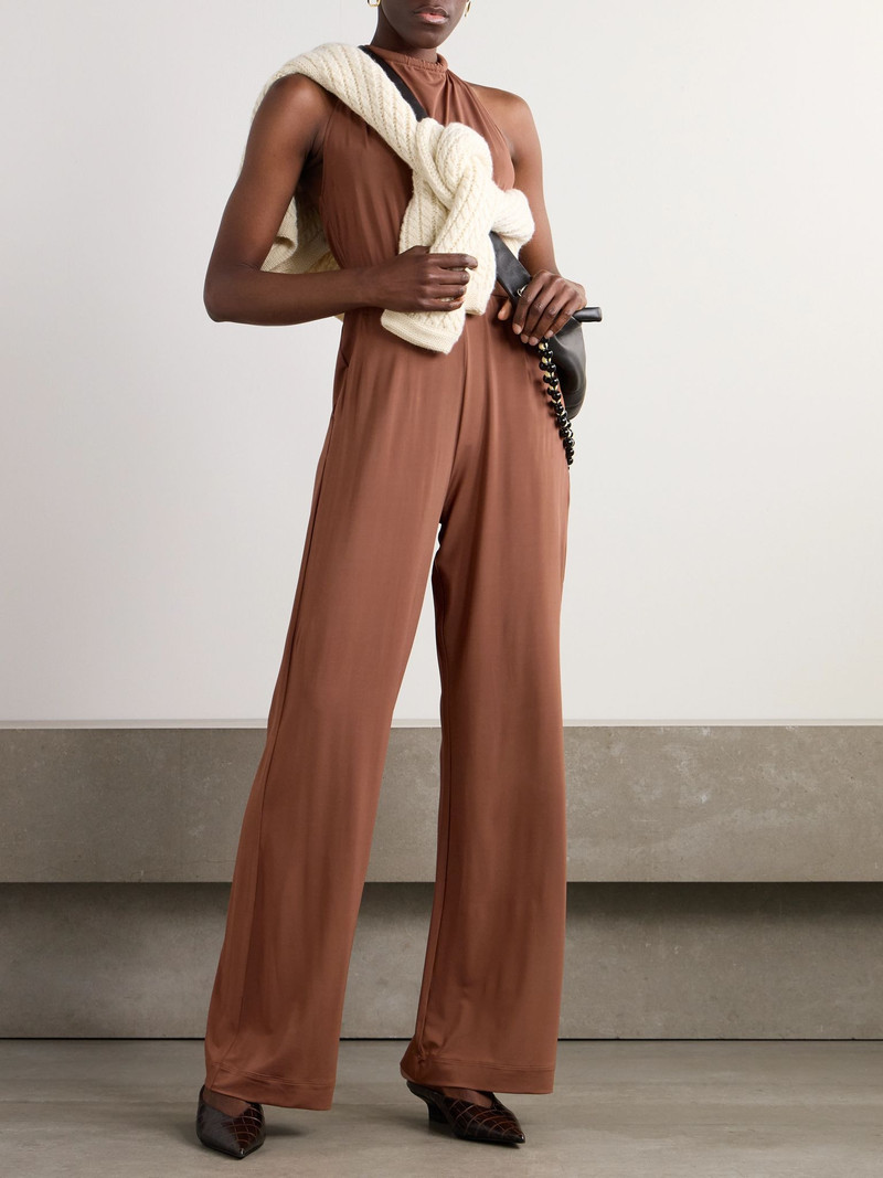 Max Mara Parsec stretch-jersey halterneck jumpsuit Brown outlook