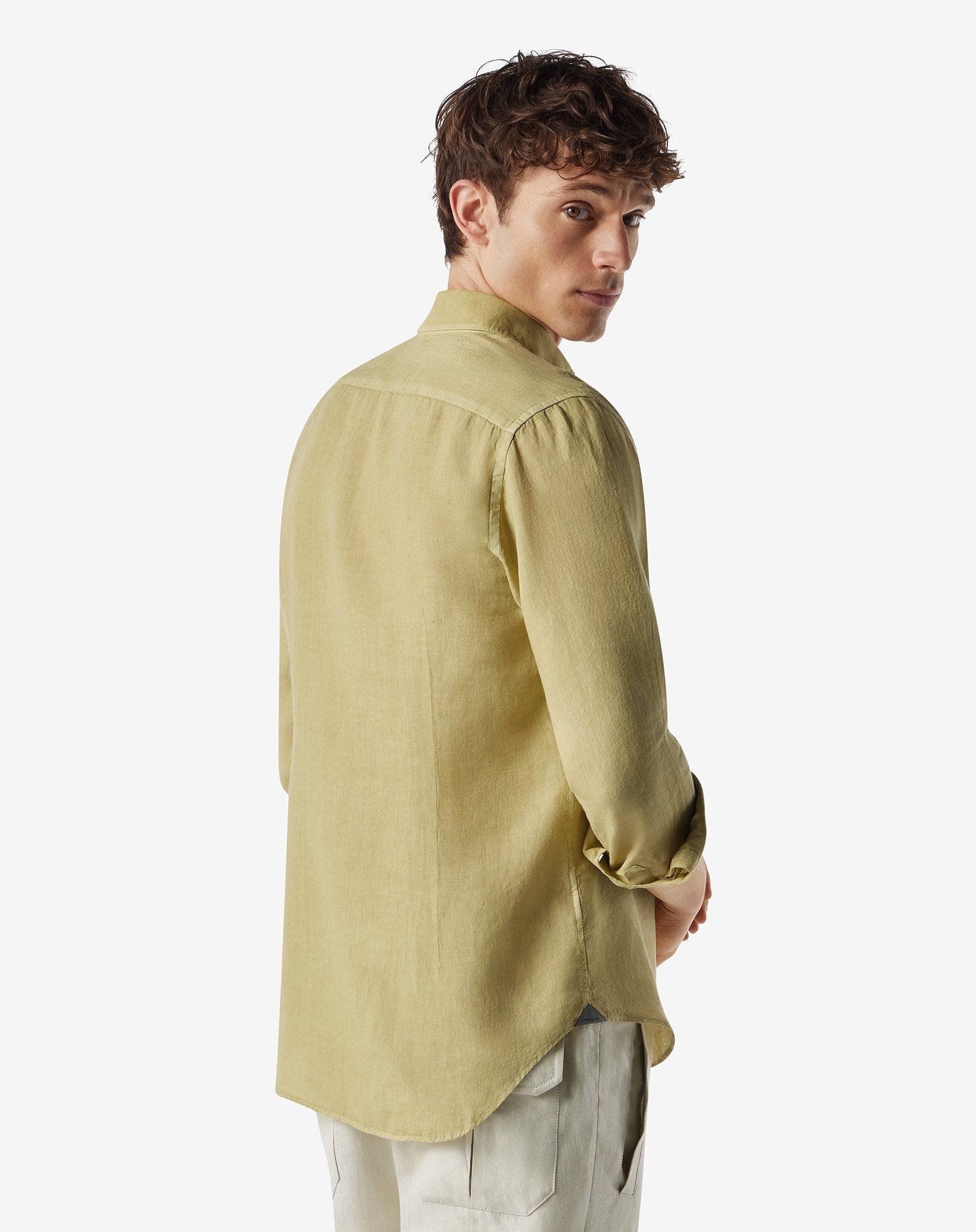 Yellow pure linen shirt - 3