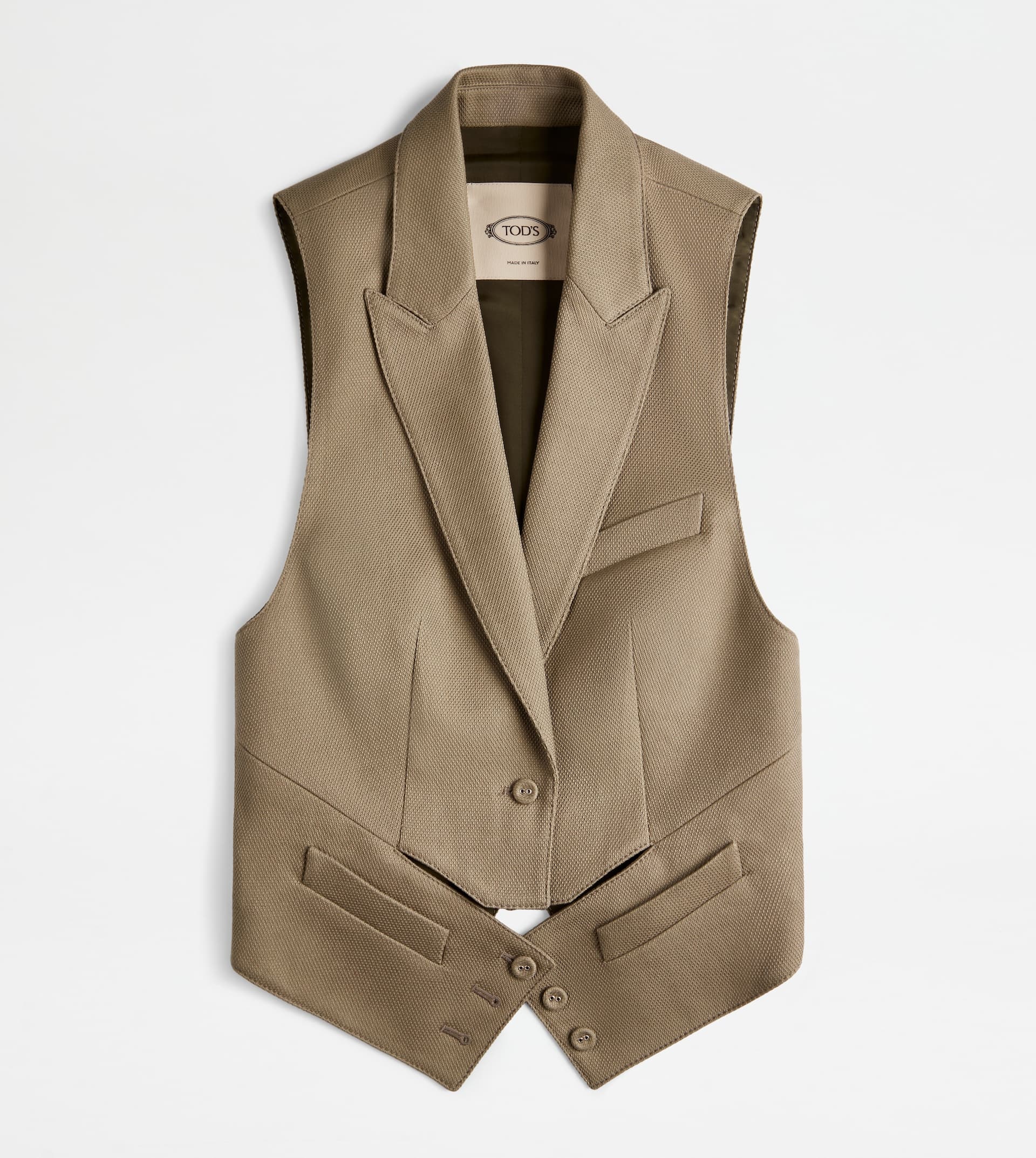GILET IN COTTON - BEIGE - 1