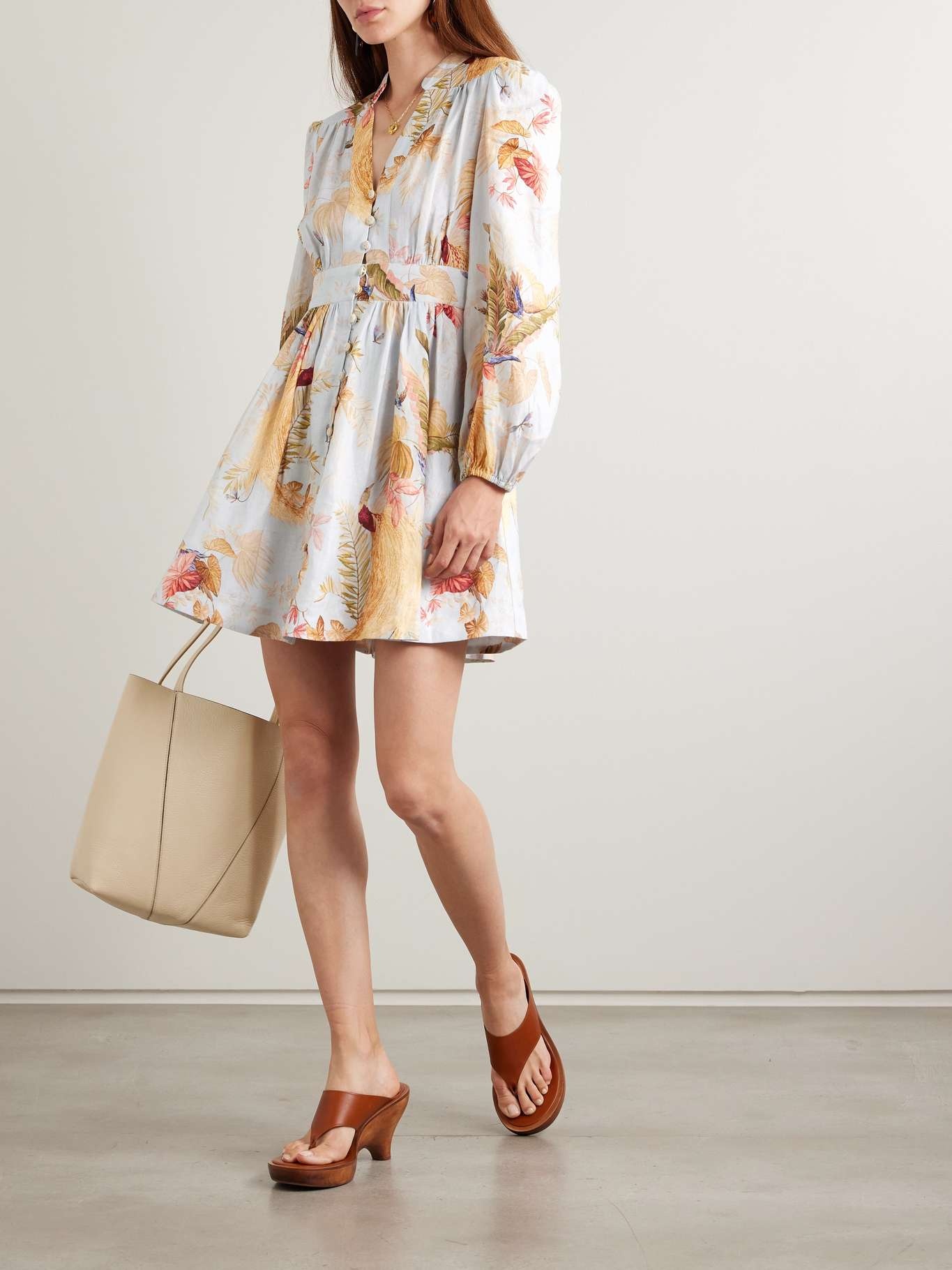 Ascension floral-print linen mini dress White - 2