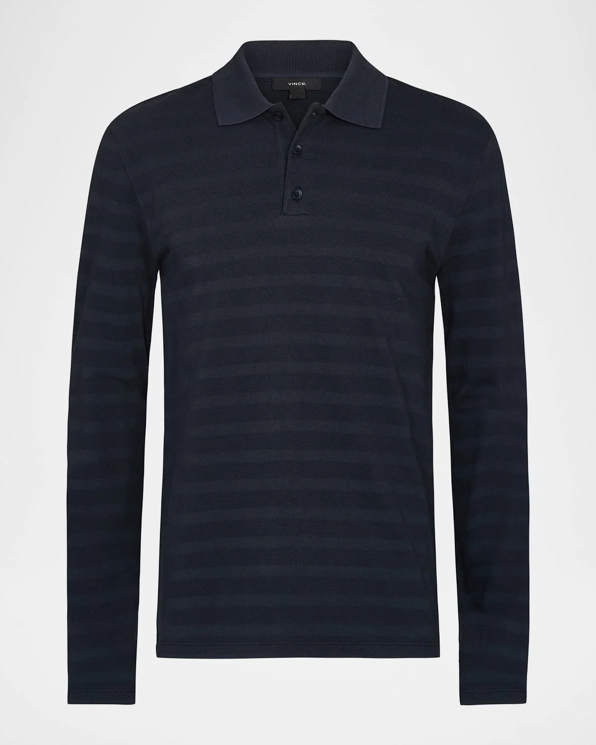Men's Jacquard Stripe Long-Sleeve Polo Shirt - 1
