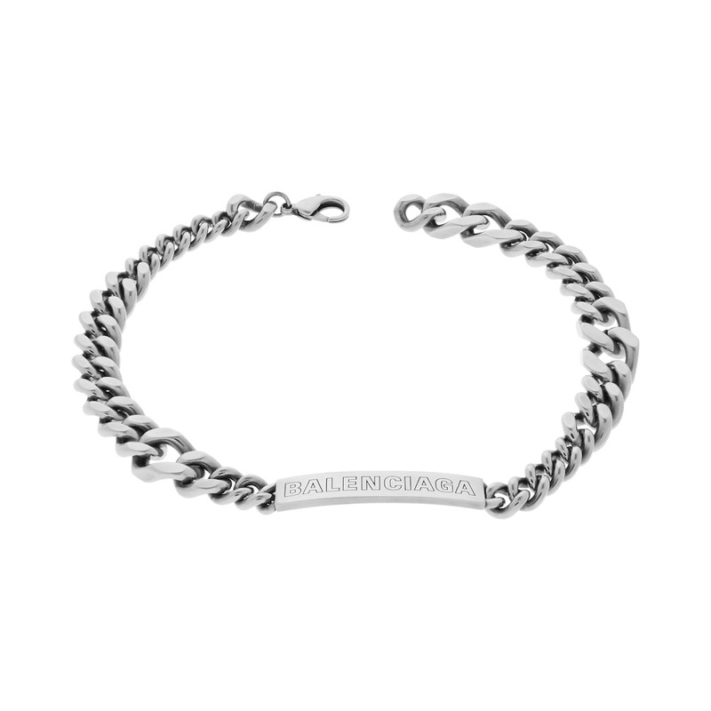 BALENCIAGA Plate Twist Necklace in Antique Silver outlook
