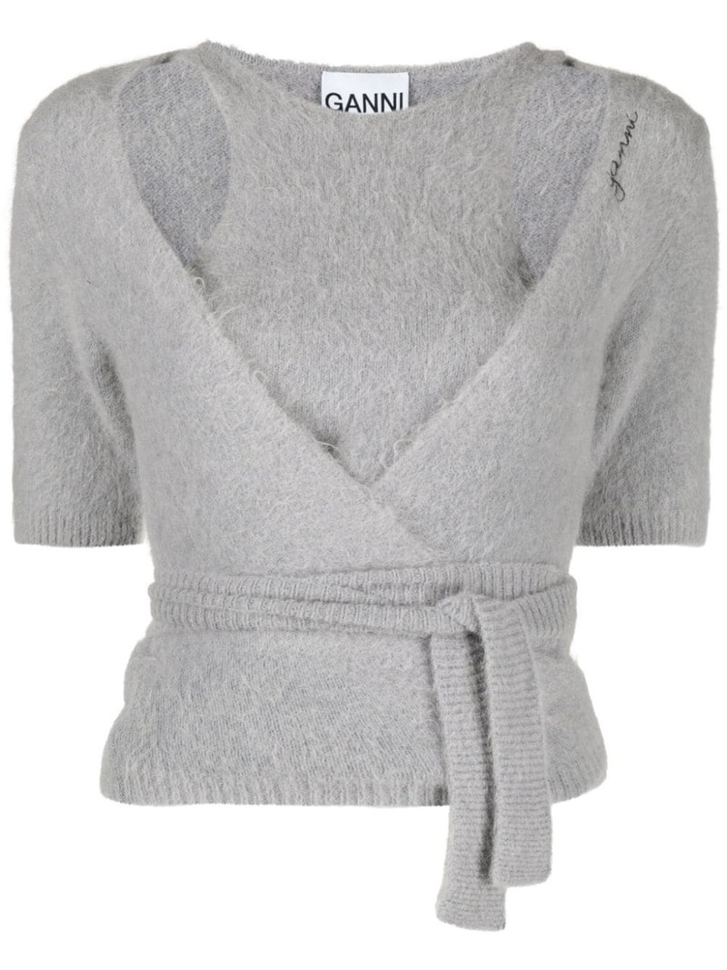 layered brushed-effect knitted cardigan 1