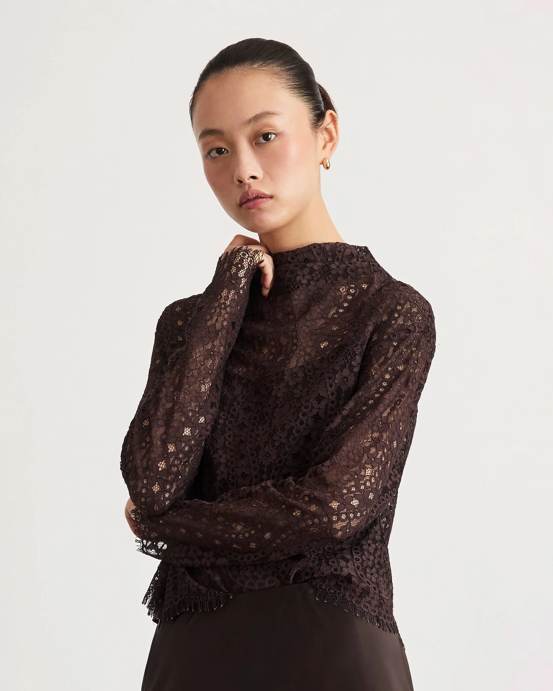 LONG SLEEVE ADRIEN LACE TOP - 1